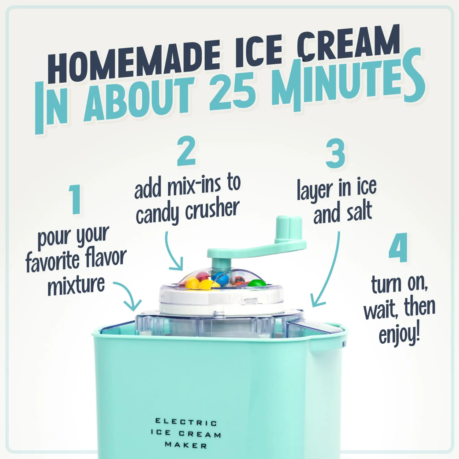 Nostalgia Electric Ice Cream Maker - Old Fashioned Soft Serve Ice Cream Machine Makes Frozen Yogurt or Gelato in Minutes - Fun Kitchen Appliance - Modern Style - Aqua - 2 Quart
