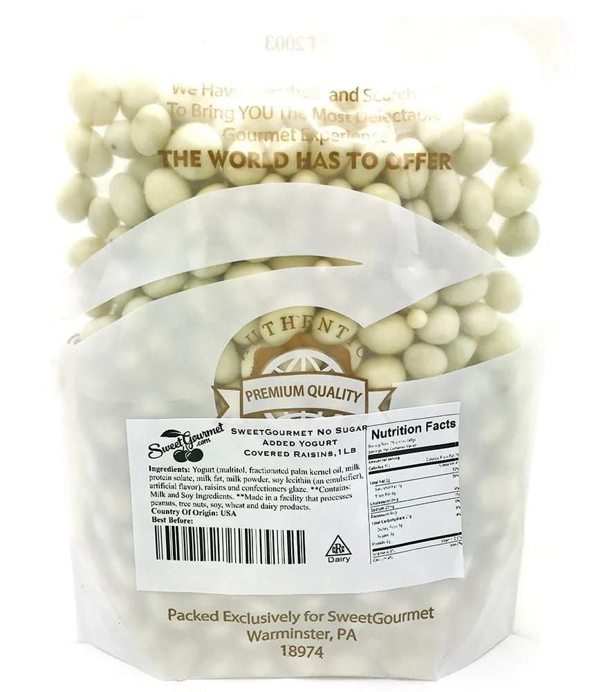 SweetGourmet No Sugar Added Yogurt Covered Raisins, 1Lb