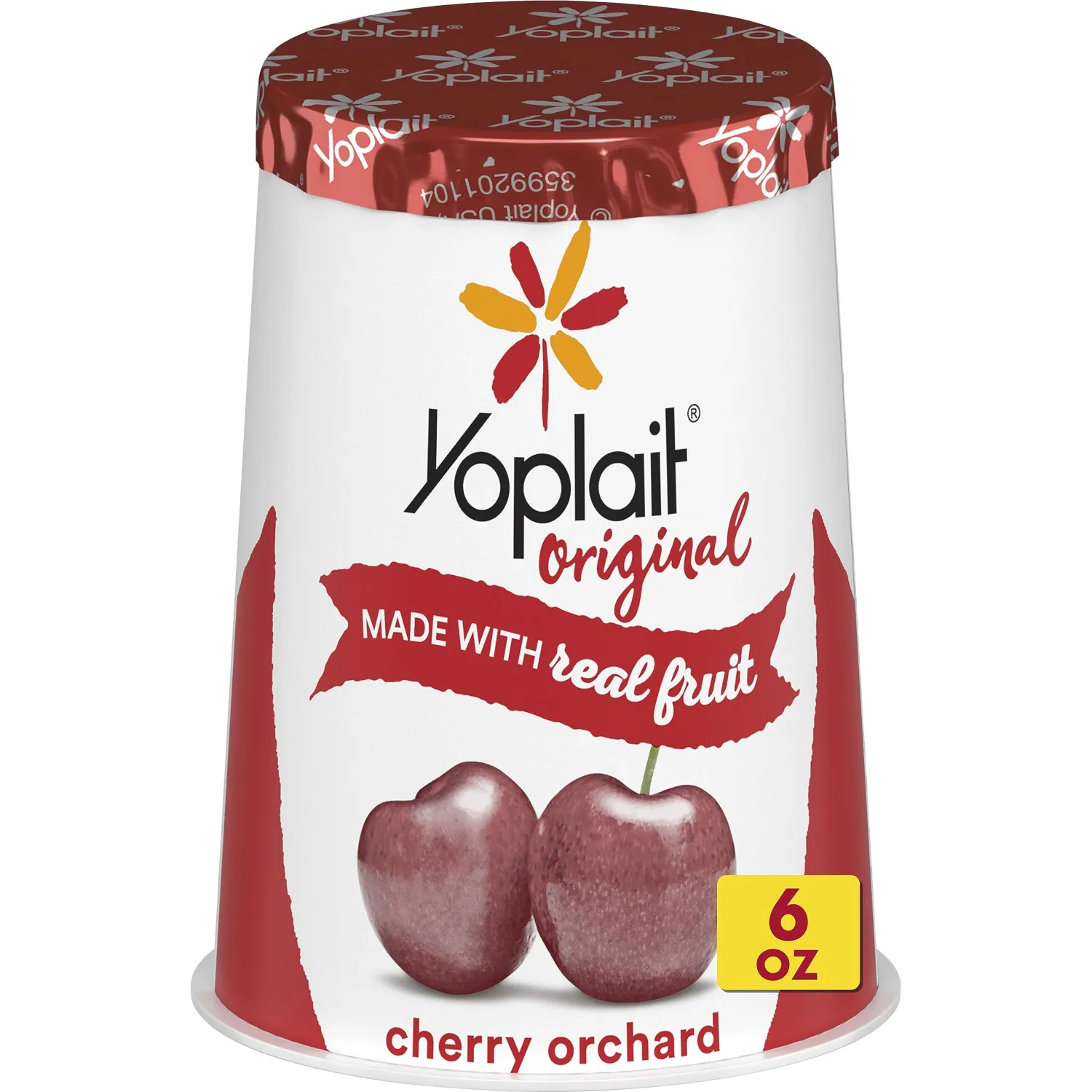 Yoplait Original Low Fat Cherry Orchard Yogurt Cup, Made with Real Fruit, 6 oz