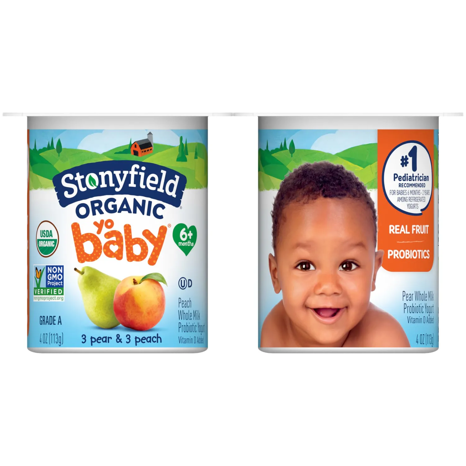 Stonyfield Farm Organic Peach Pear Yogurt, 6 pk, 4 oz each