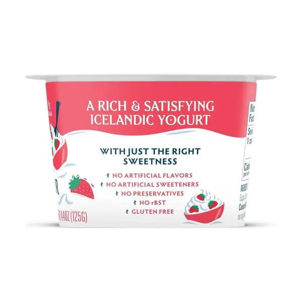 Icelandic Provisions Extra Creamy Skyr, Strawberries & Cream, 4.4 Ounce
