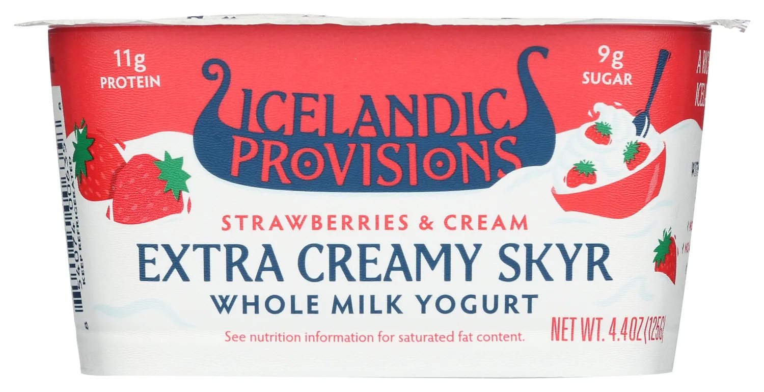 Icelandic Provisions Extra Creamy Skyr, Strawberries & Cream, 4.4 Ounce