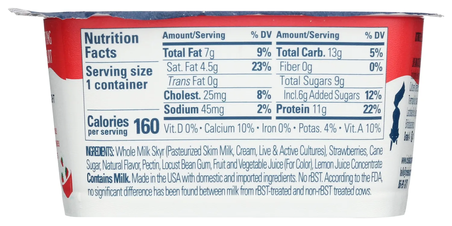 Icelandic Provisions Extra Creamy Skyr, Strawberries & Cream, 4.4 Ounce