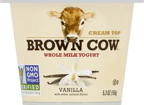 Brown Cow Cream Top Vanilla Whole Milk Yogurt, 5.3 oz. Cup - Creamy, Delicious Yogurt