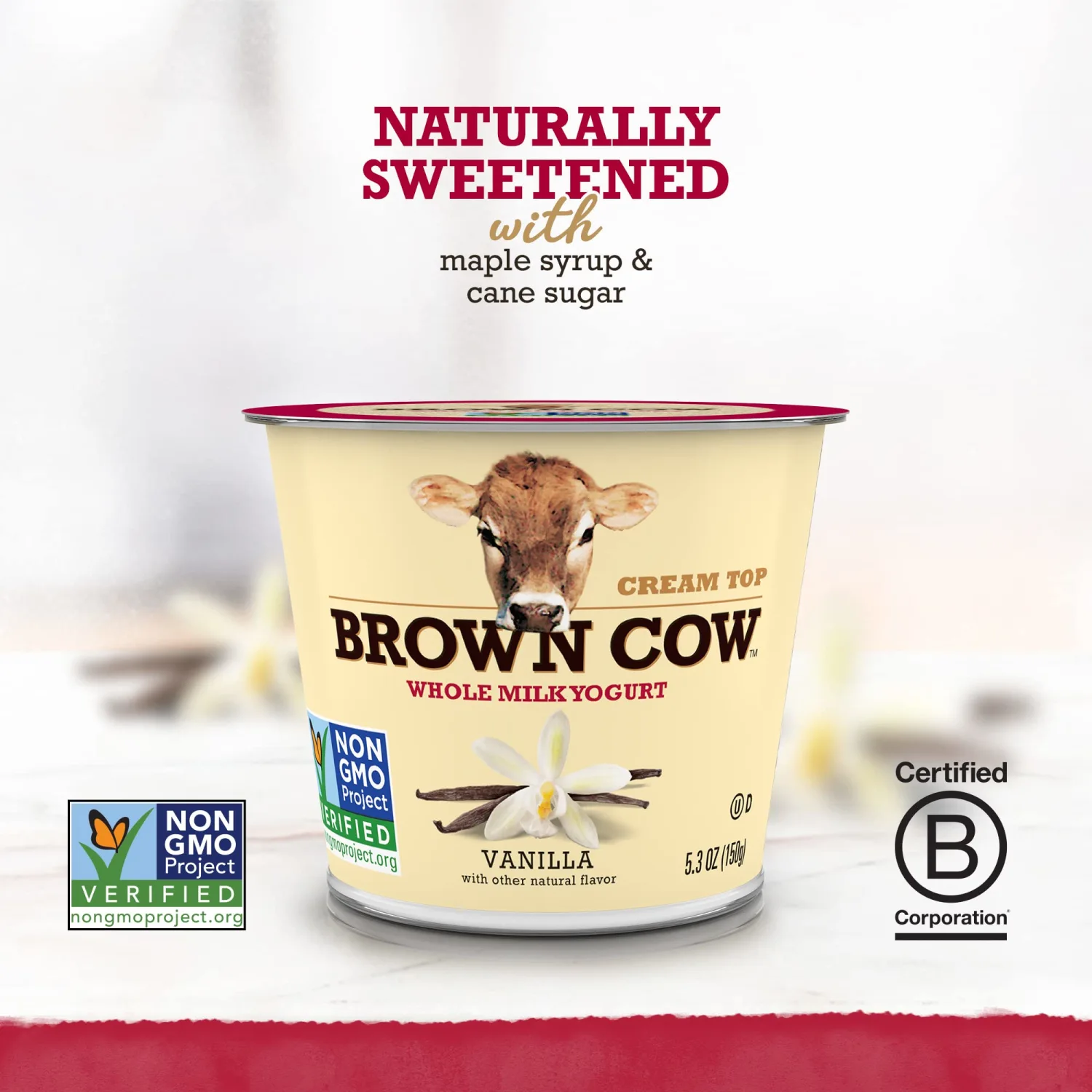Brown Cow Cream Top Vanilla Whole Milk Yogurt, 5.3 oz. Cup - Creamy, Delicious Yogurt