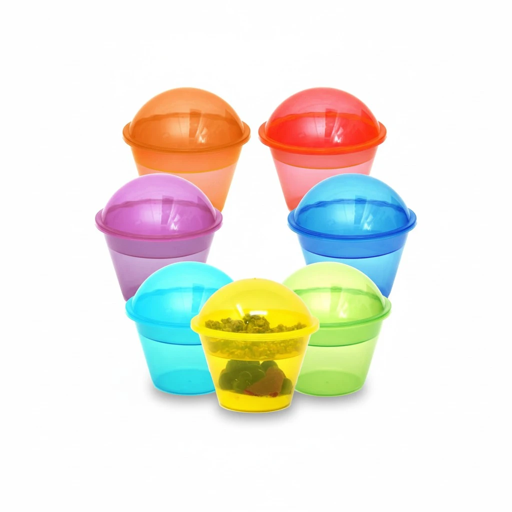 Youngever 7 Sets Plastic Yogurt Cups, Reusable Plastic Dessert Cups with Inserts and Dome Lids, Plastic Parfait Cups, Spill and Leak Proof (Small 4 Ounce)