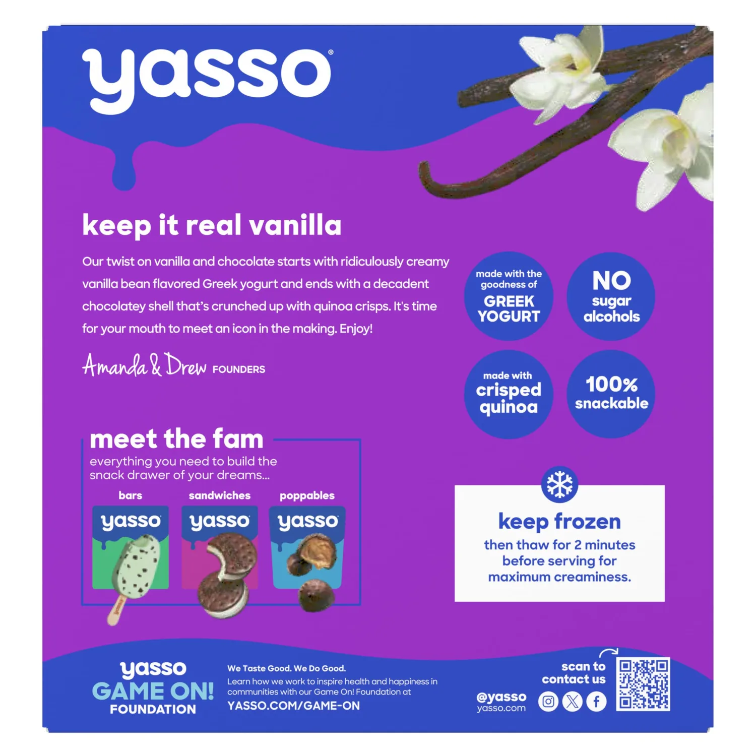 Yasso Frozen Greek Yogurt Bars Vanilla Chocolate Crunch Bars 4 Count for a ridiculously creamy frozen snack made with the goodness of greek yogurt 2.65fl oz