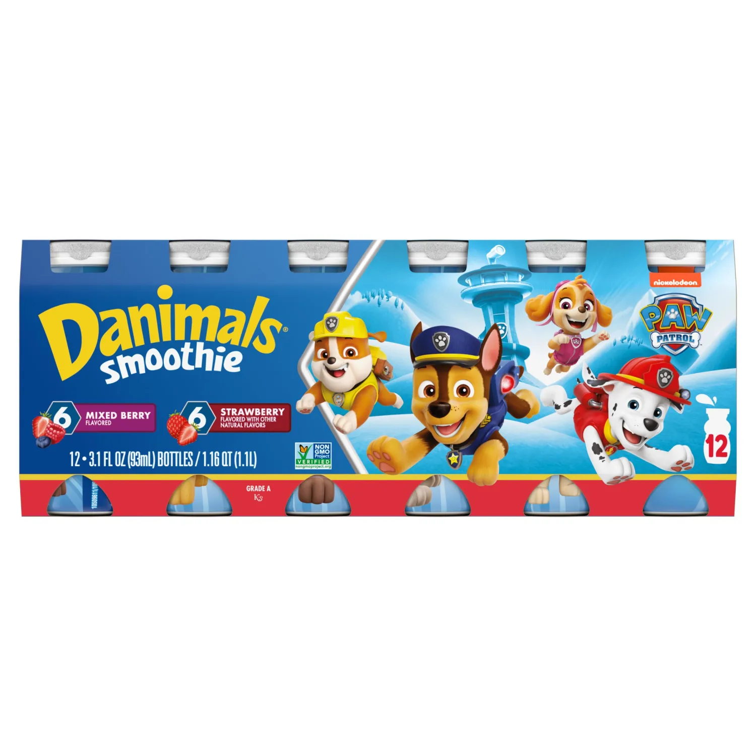 Danimals Smoothie Strawberry Explosion and Mixed Berry Dairy Drink Multi-Pack, Easy Snacks for Kids, 36 Ct, 3.1 OZ Smoothie Bottles