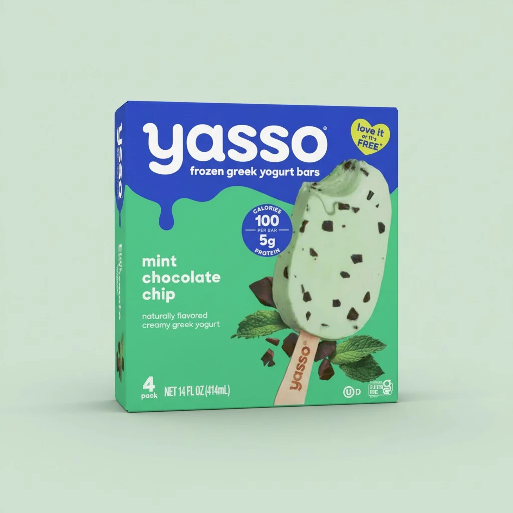 Yasso Mint Chocolate Frozen Greek Yogurt Bar, 4pk, 3.5 Fl Oz each