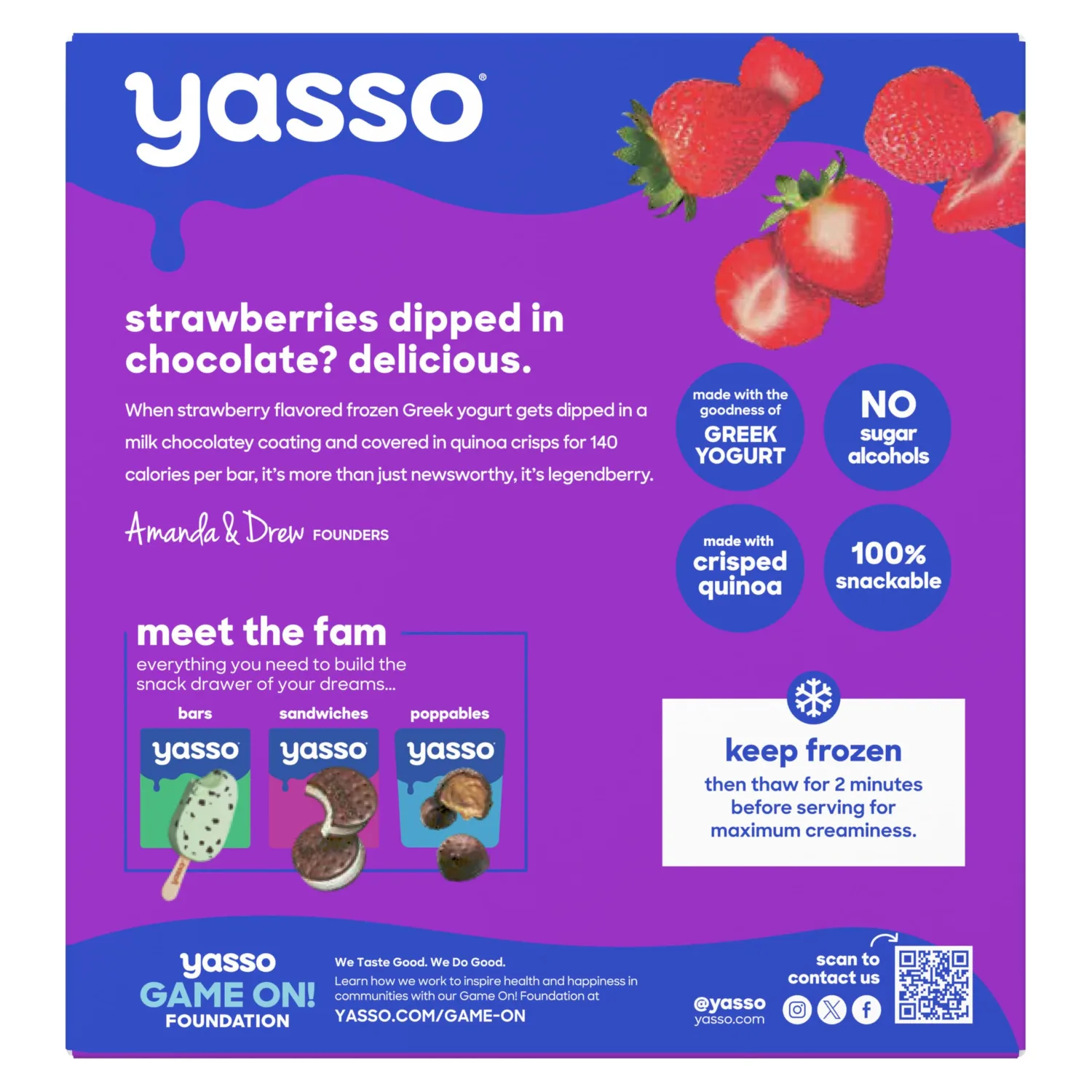 Yasso Frozen Greek Yogurt Bars Strawberry Chocolate Crunch Bars 4 Count for a ridiculously creamy frozen snack made with the goodness of greek yogurt 2.65fl oz