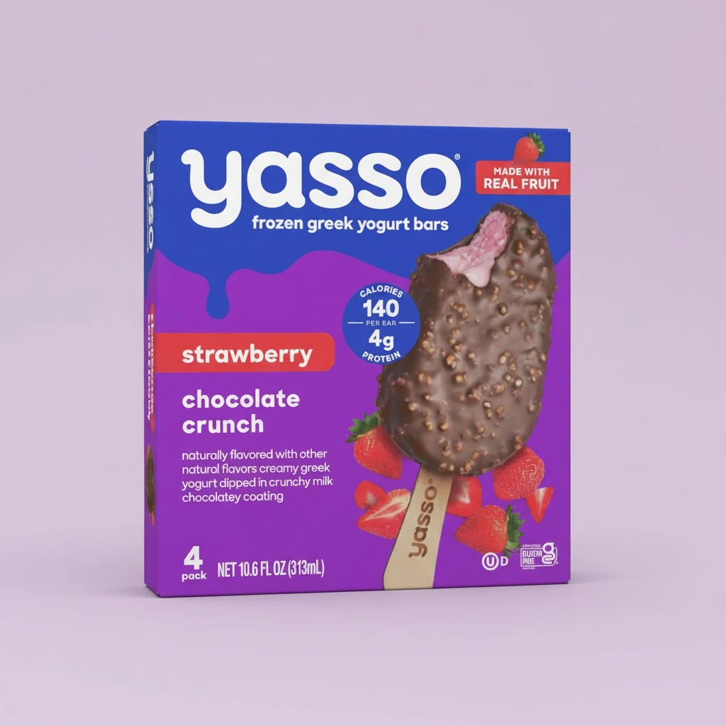 Yasso Frozen Greek Yogurt Bars Strawberry Chocolate Crunch Bars 4 Count for a ridiculously creamy frozen snack made with the goodness of greek yogurt 2.65fl oz