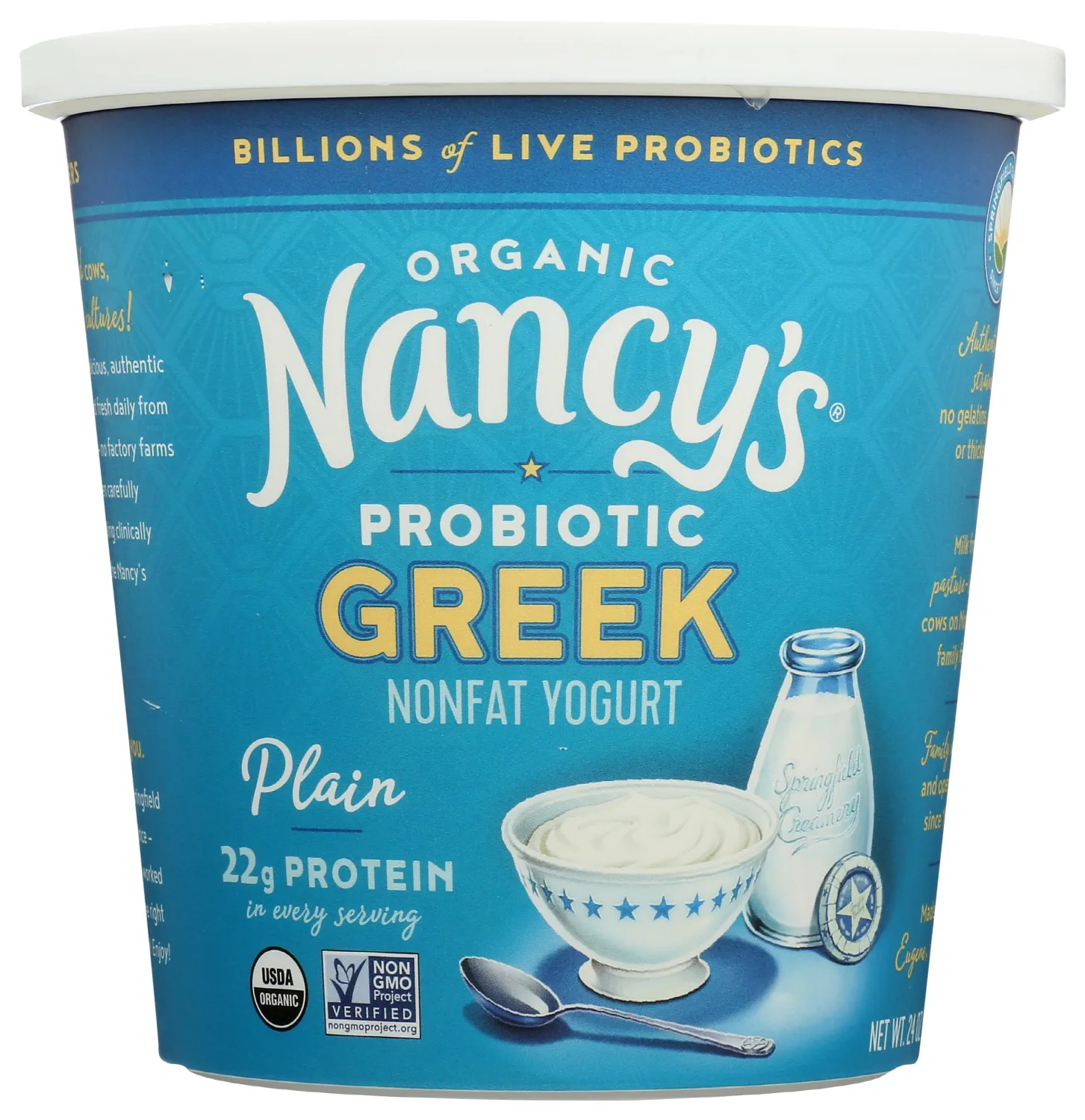 Nancy'S Organic Greek Nonfat Yogurt, Plain, 24 oz
