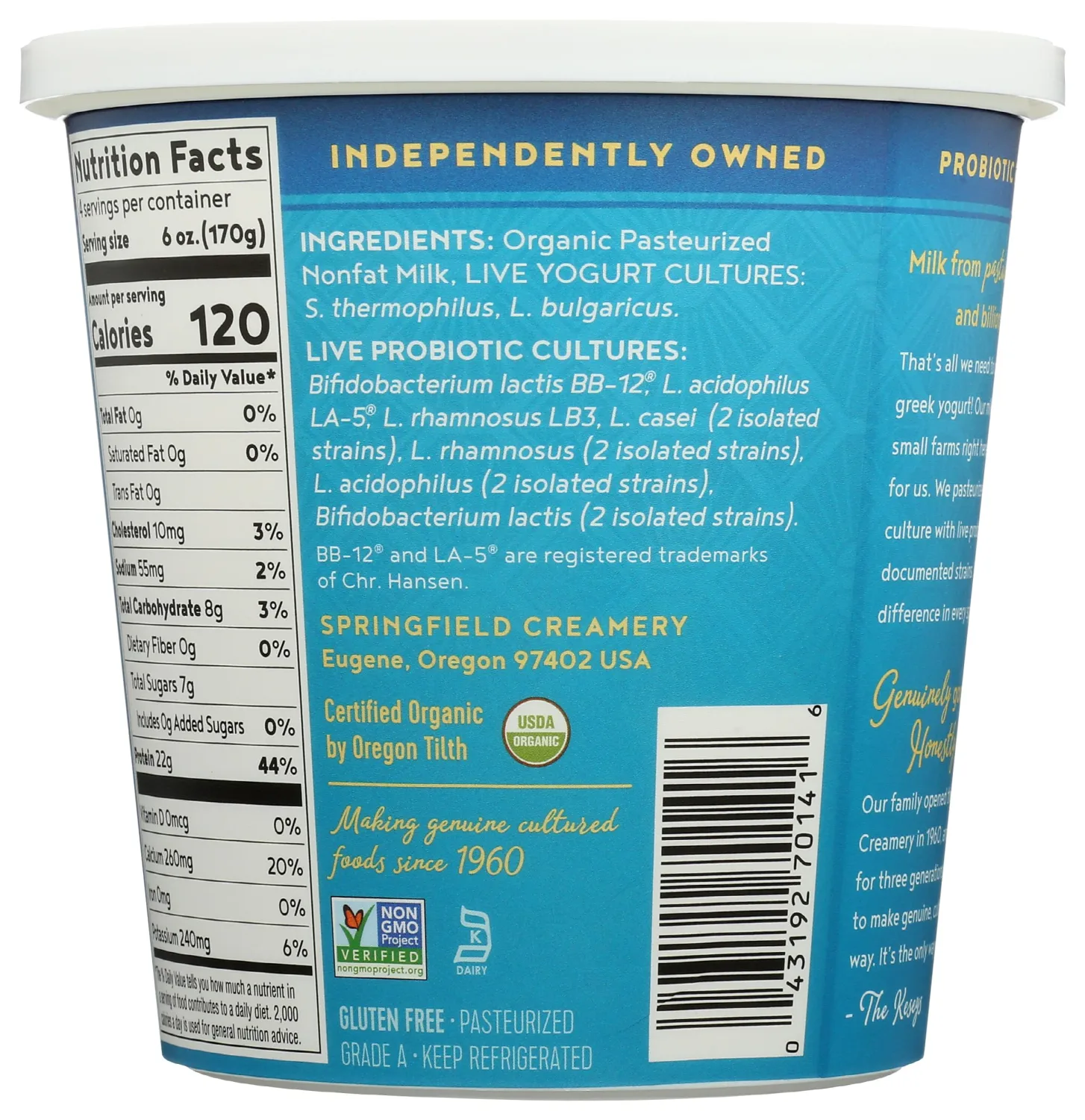 Nancy'S Organic Greek Nonfat Yogurt, Plain, 24 oz