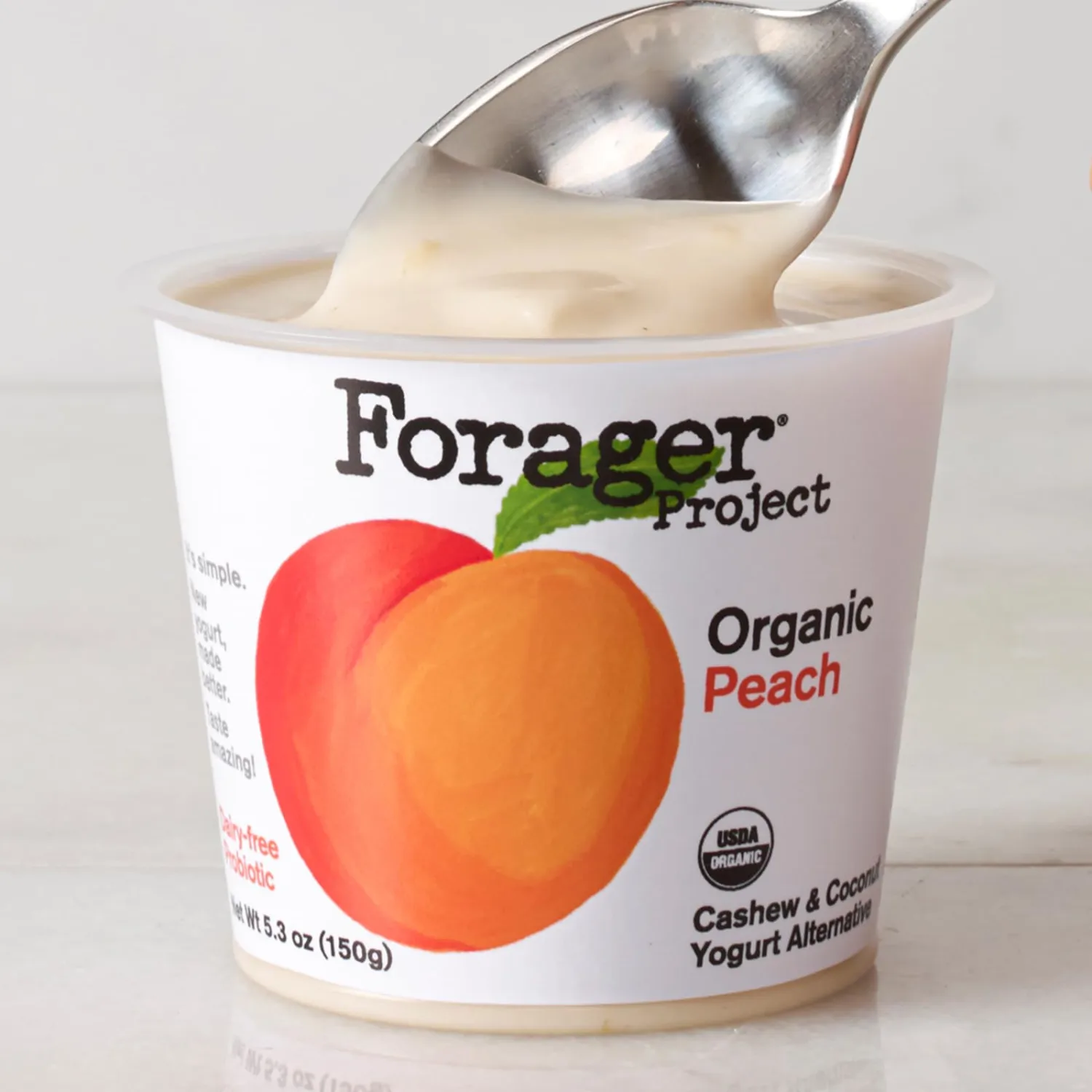 Forager Project Cashewmilk Yogurt, Peach, 5.3-Ounce