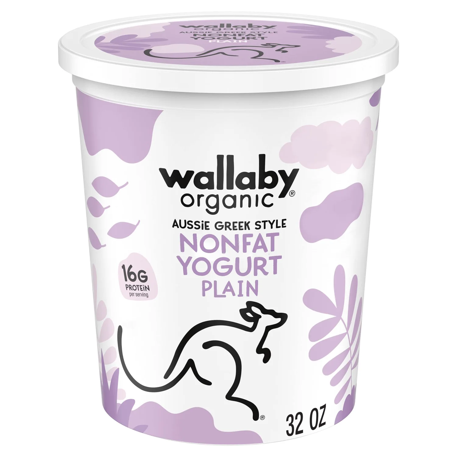 Wallaby Organic Aussie Greek Nonfat Yogurt, Plain, 32 oz. USDA Organic