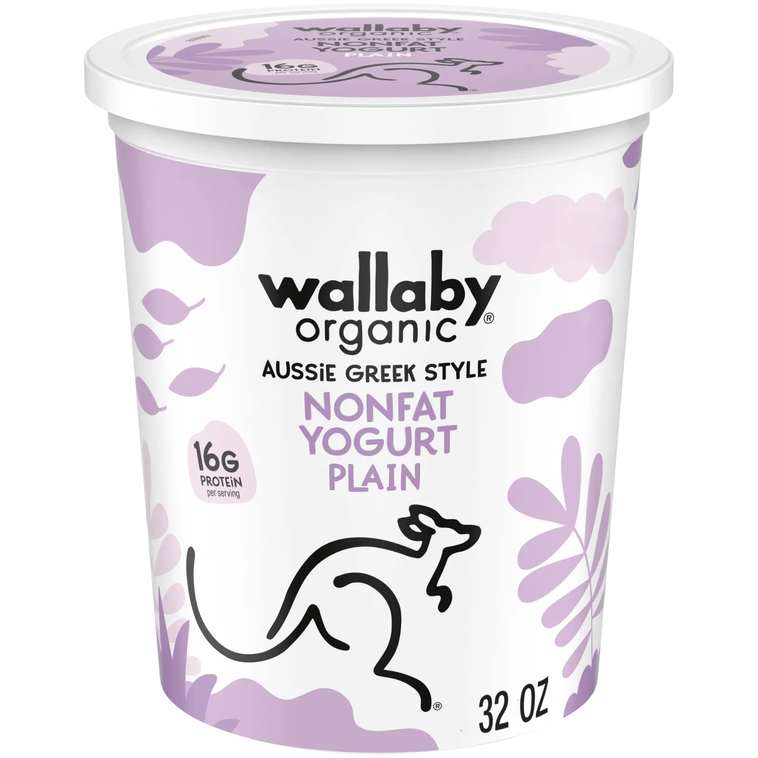 Wallaby Organic Aussie Greek Nonfat Yogurt, Plain, 32 oz. USDA Organic