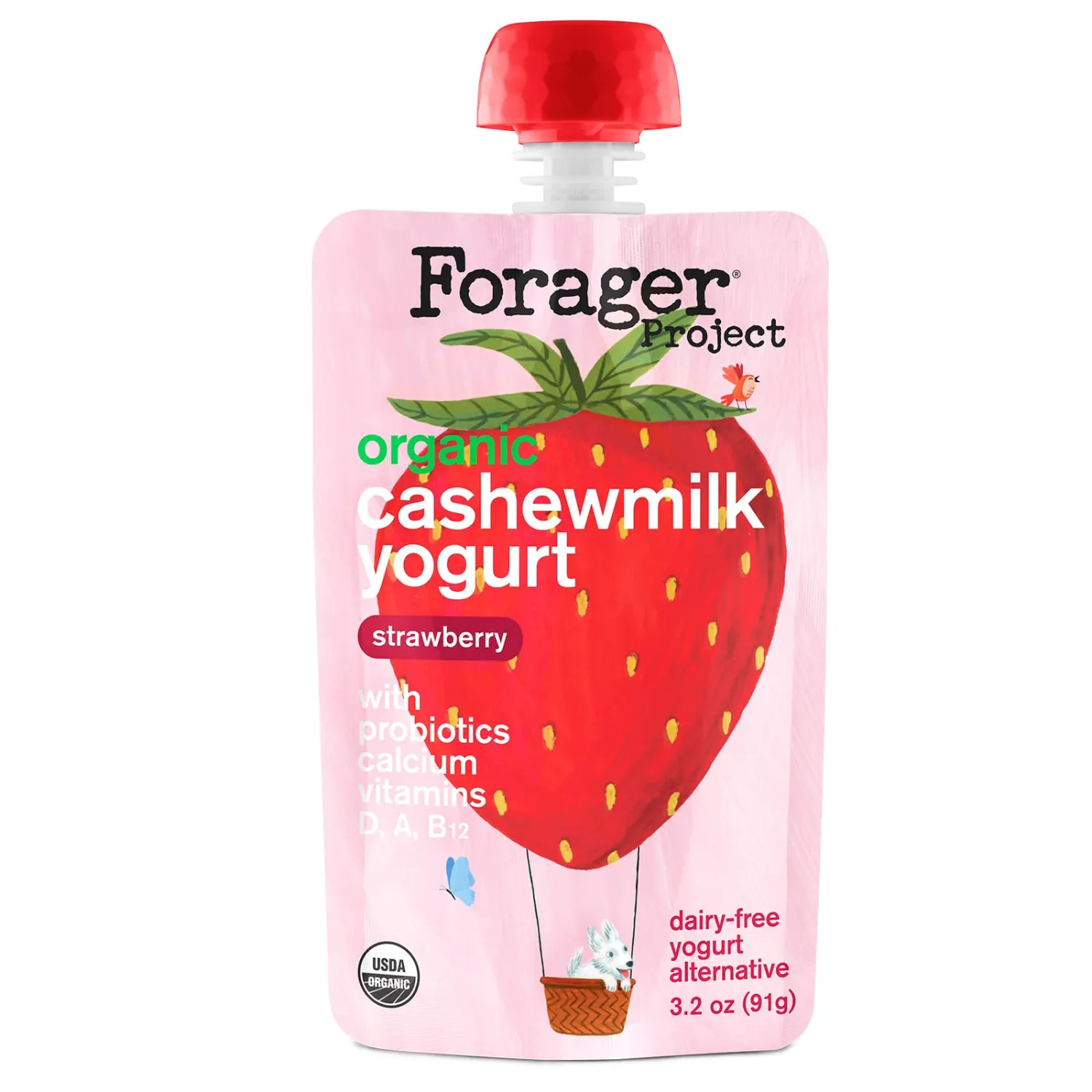 Forager Project Organic Kids Strawberry Cashewmilk Yogurt, 3.2-Ounce