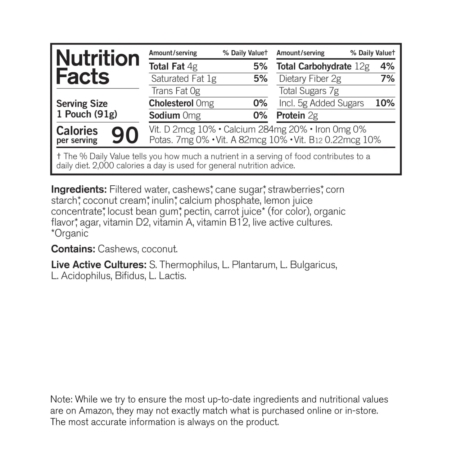 Forager Project Organic Kids Strawberry Cashewmilk Yogurt, 3.2-Ounce