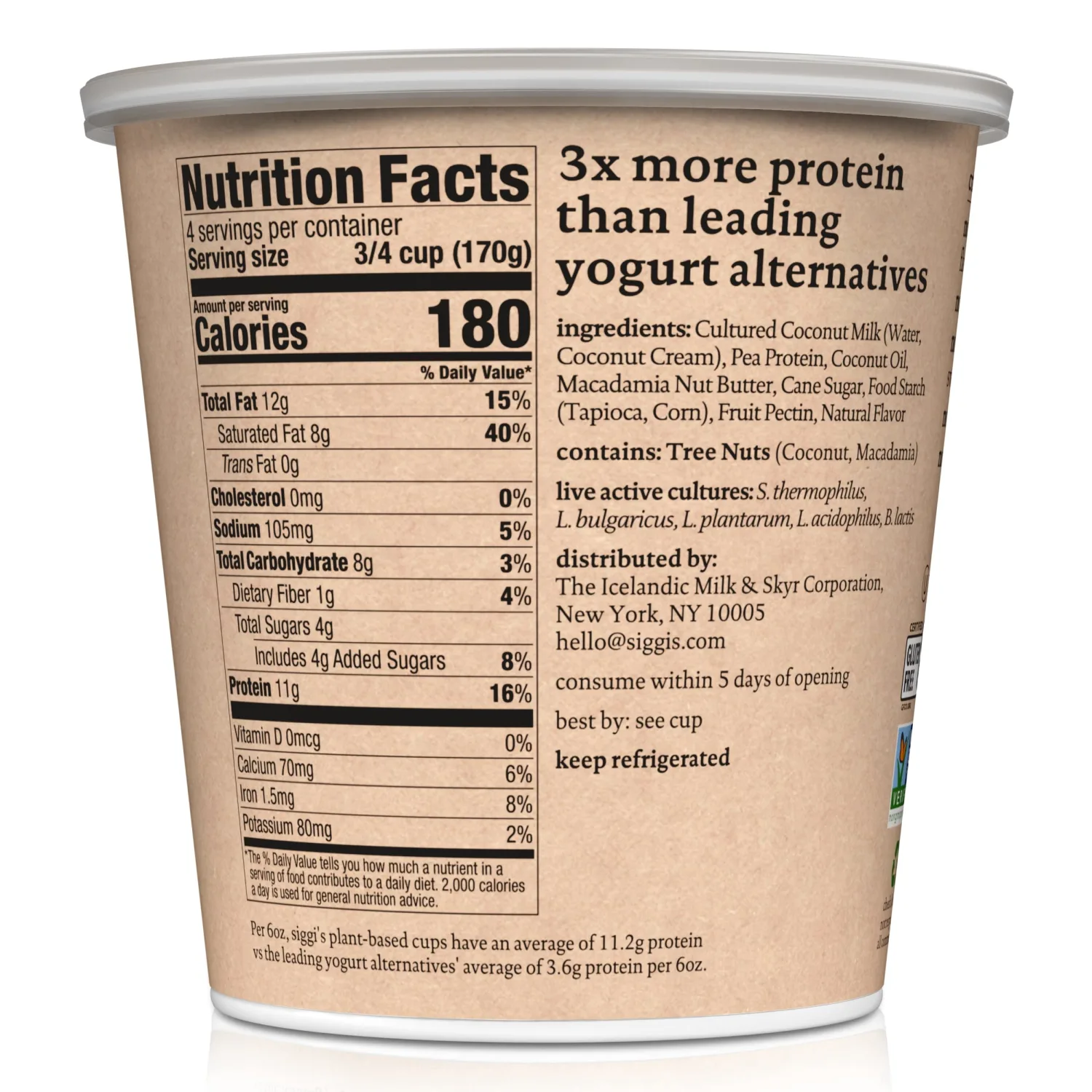 siggi's Plain Plant Based Yogurt, 24 OZ