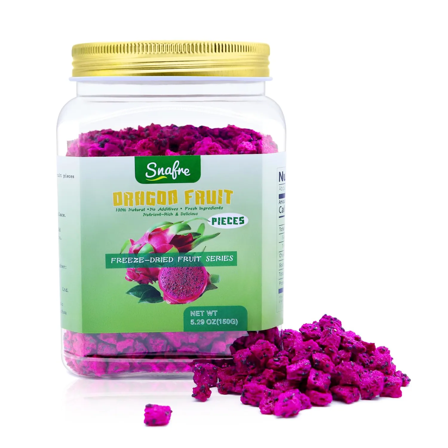 Freeze Dried Dragon Fruit, Freeze Dried Fruit, 150G/5.3OZ No Sugar Added, 100% Natural, Dri-ed Dragon Fruit for Yogurt, Cereal, Smoothies