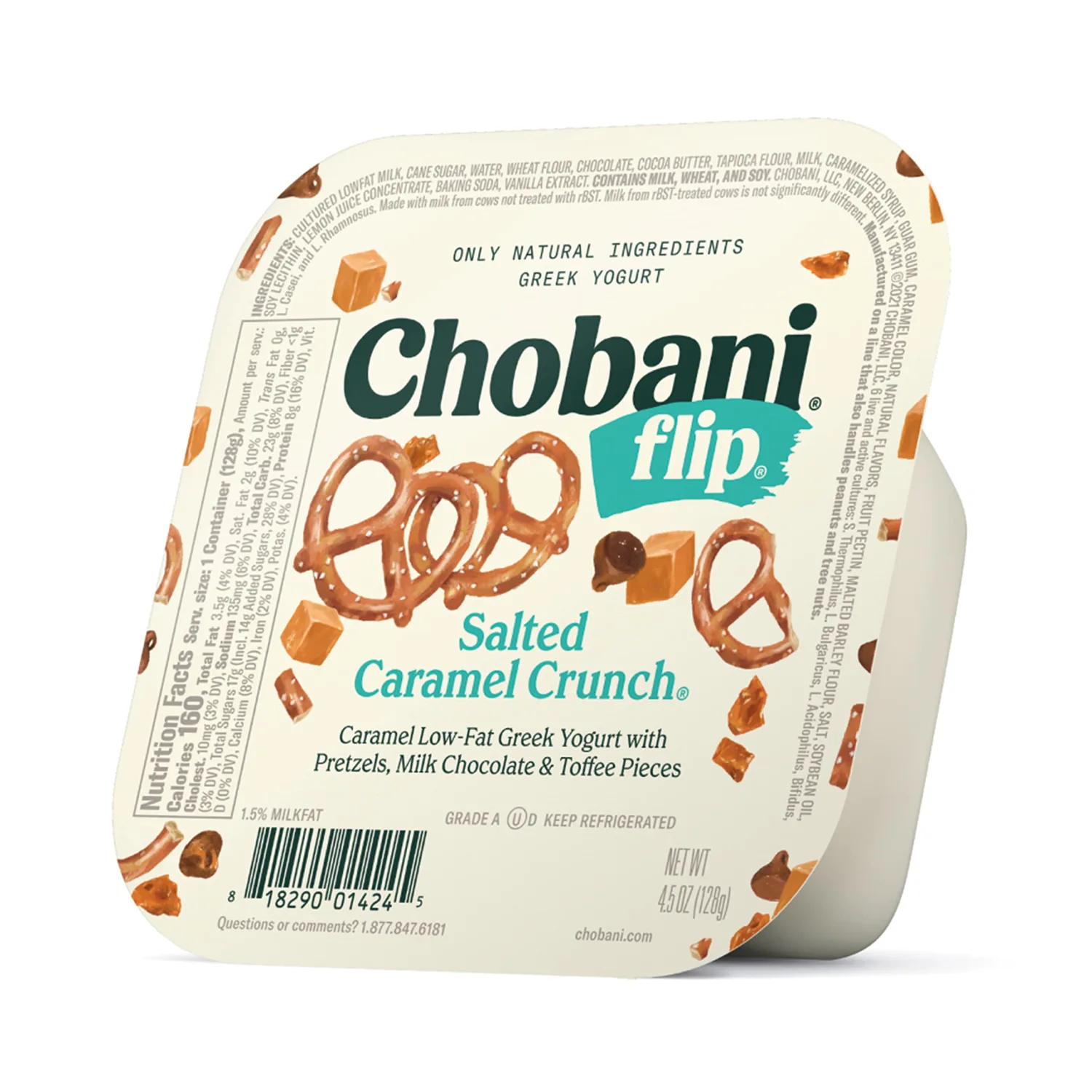 Chobani® Flip® Low-Fat Greek Yogurt Salted Caramel Crunch® with Chocolate and Toffee 4.5oz