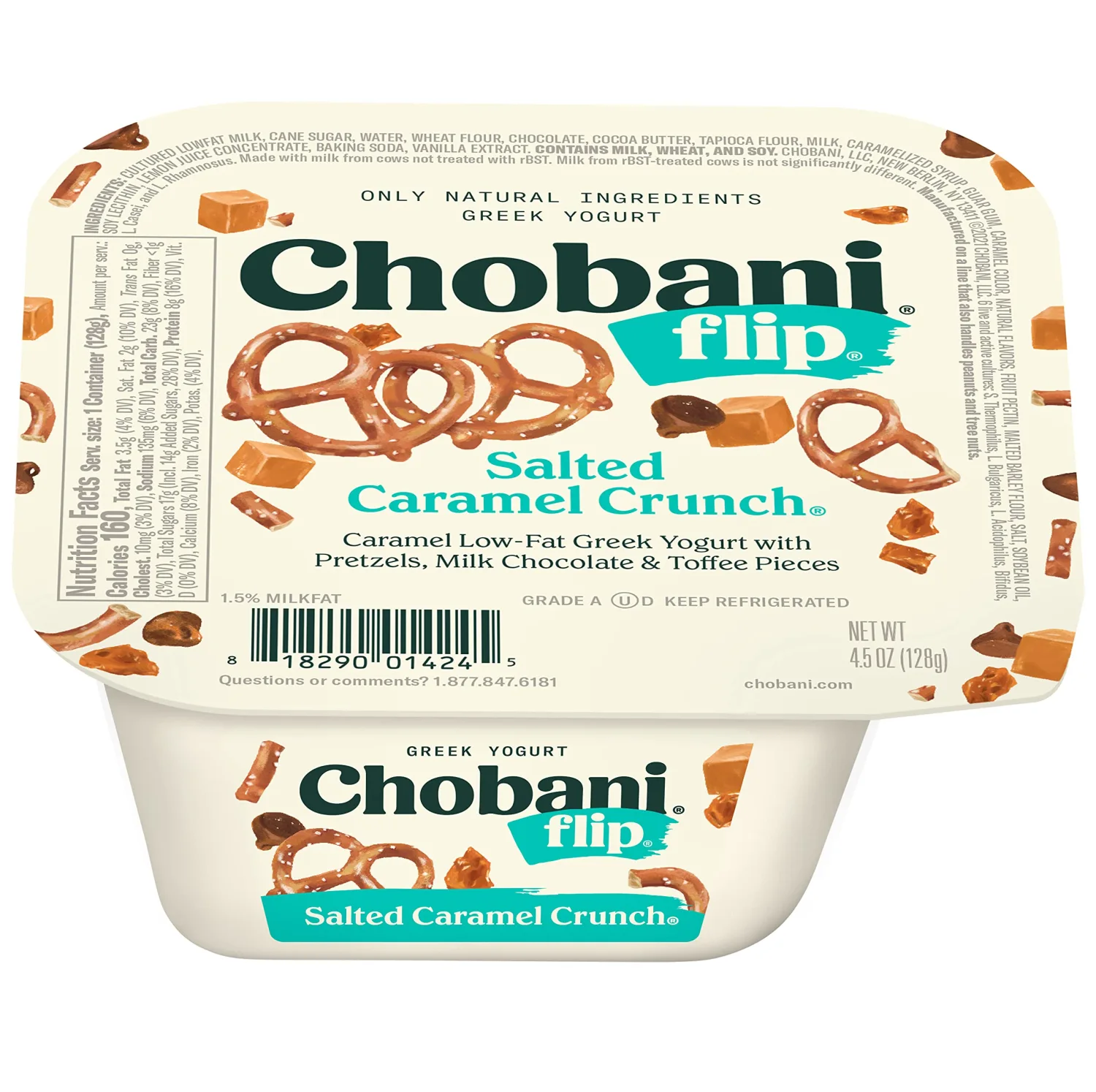 Chobani® Flip® Low-Fat Greek Yogurt Salted Caramel Crunch® with Chocolate and Toffee 4.5oz