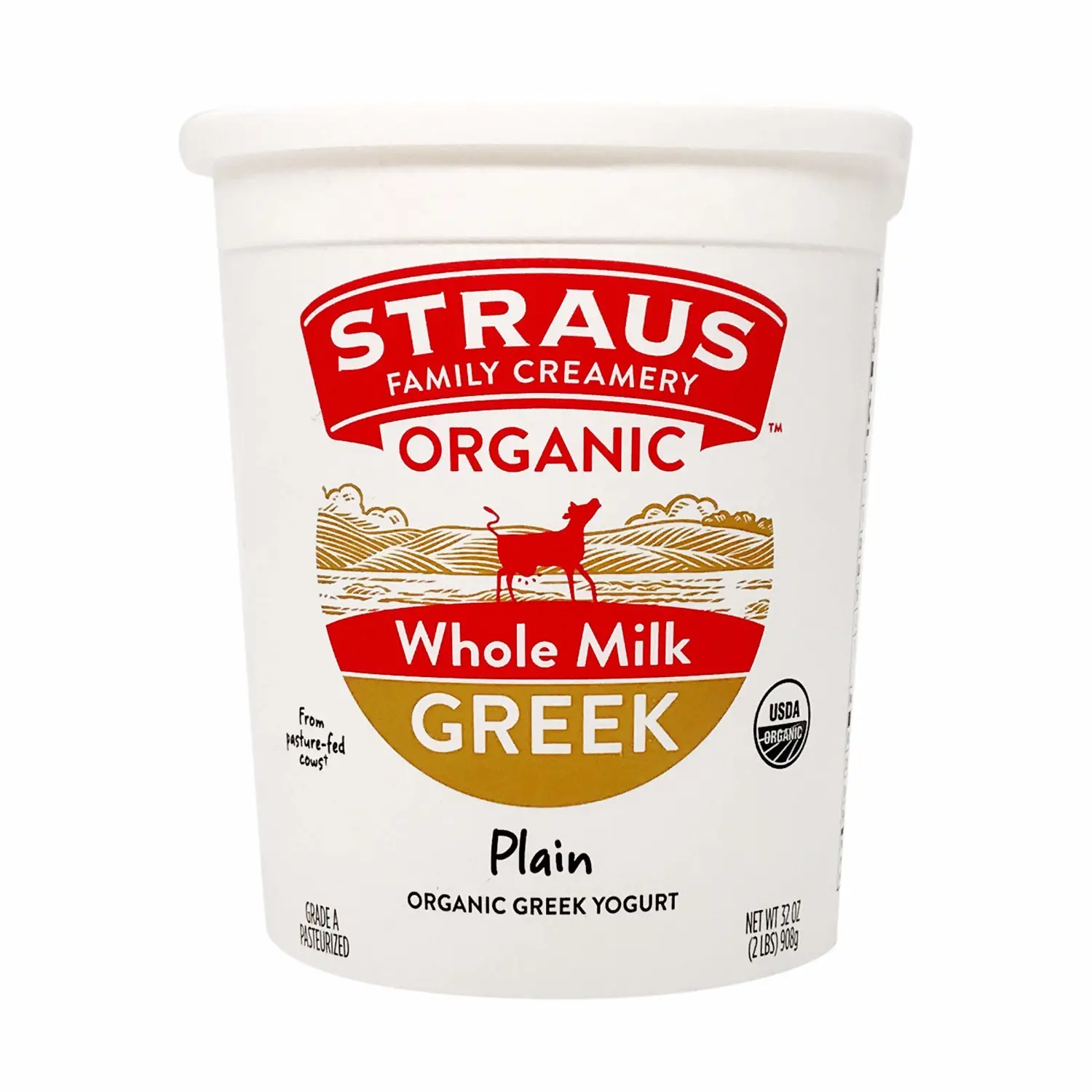 Straus Family Creamery Greek Yogurt, Plain, Organic, 32 oz
