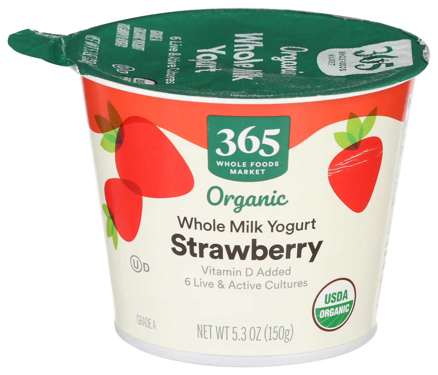 365 by Whole Foods Market, Yogurt Strawberry Organic, 5.3 Ounce