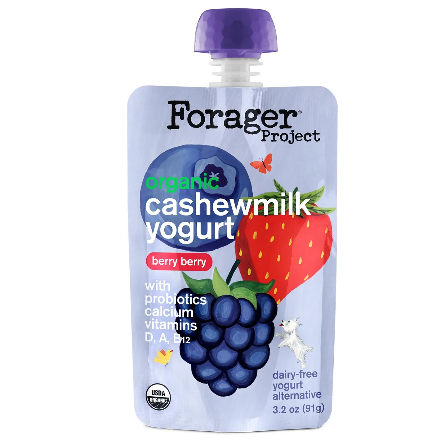 Forager Project Organic Kids Cashewmilk Yogurt, Berry Berry, 3.2-Ounce