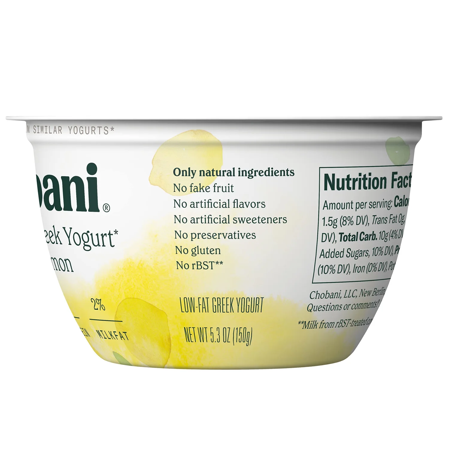 Chobani® Less Sugar Low-Fat Greek Yogurt Fino Lemon 5.3oz