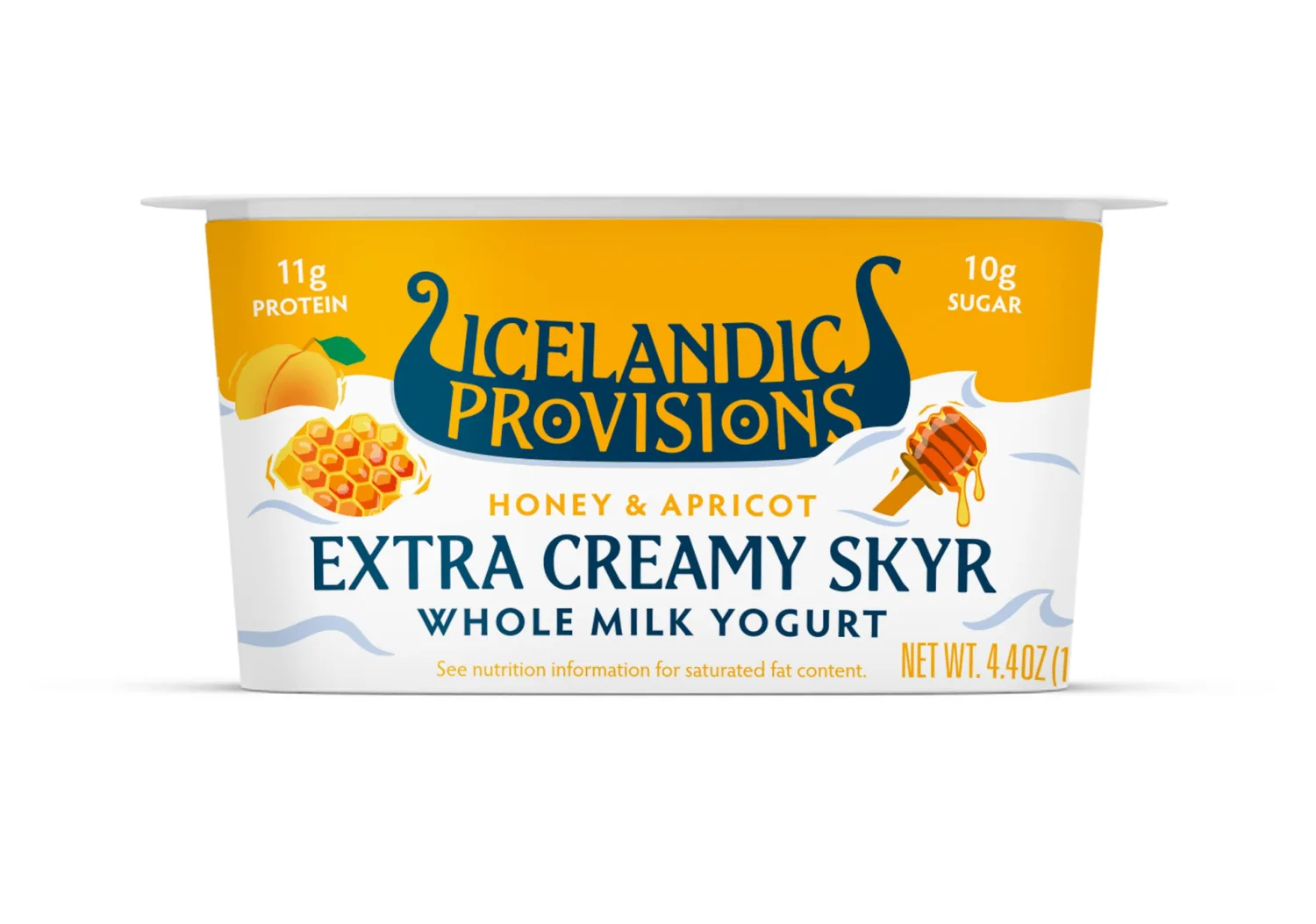 Icelandic Provisions, Honey And Apricot Extra Creamy Skyr Whole Milk Yogurt, 4.4 Ounce