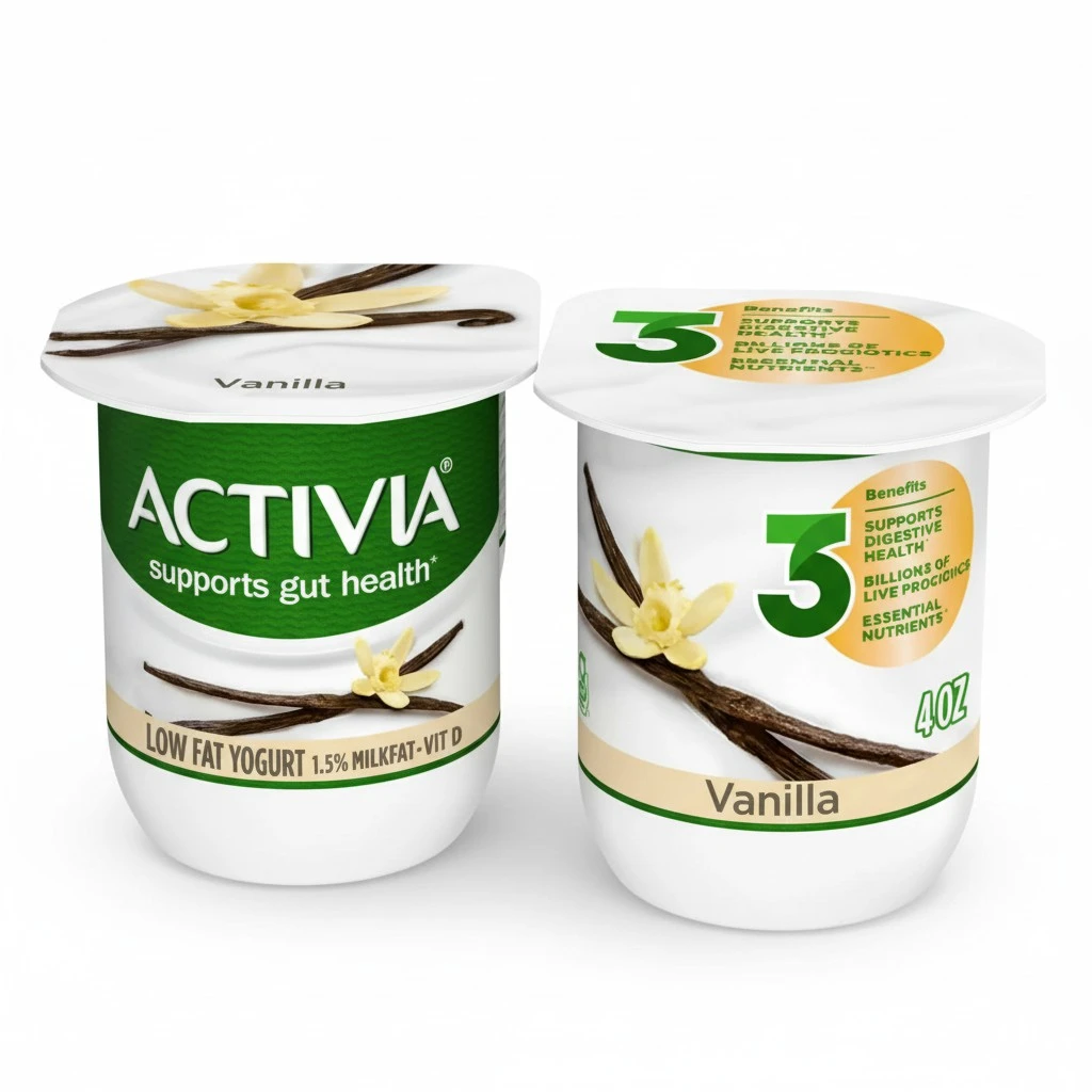 DANNON Activia Probiotic Low fat Yogurt, Vanilla, Non-GMO Project Verified, Multi Pack , 4 Oz, Pack of 4