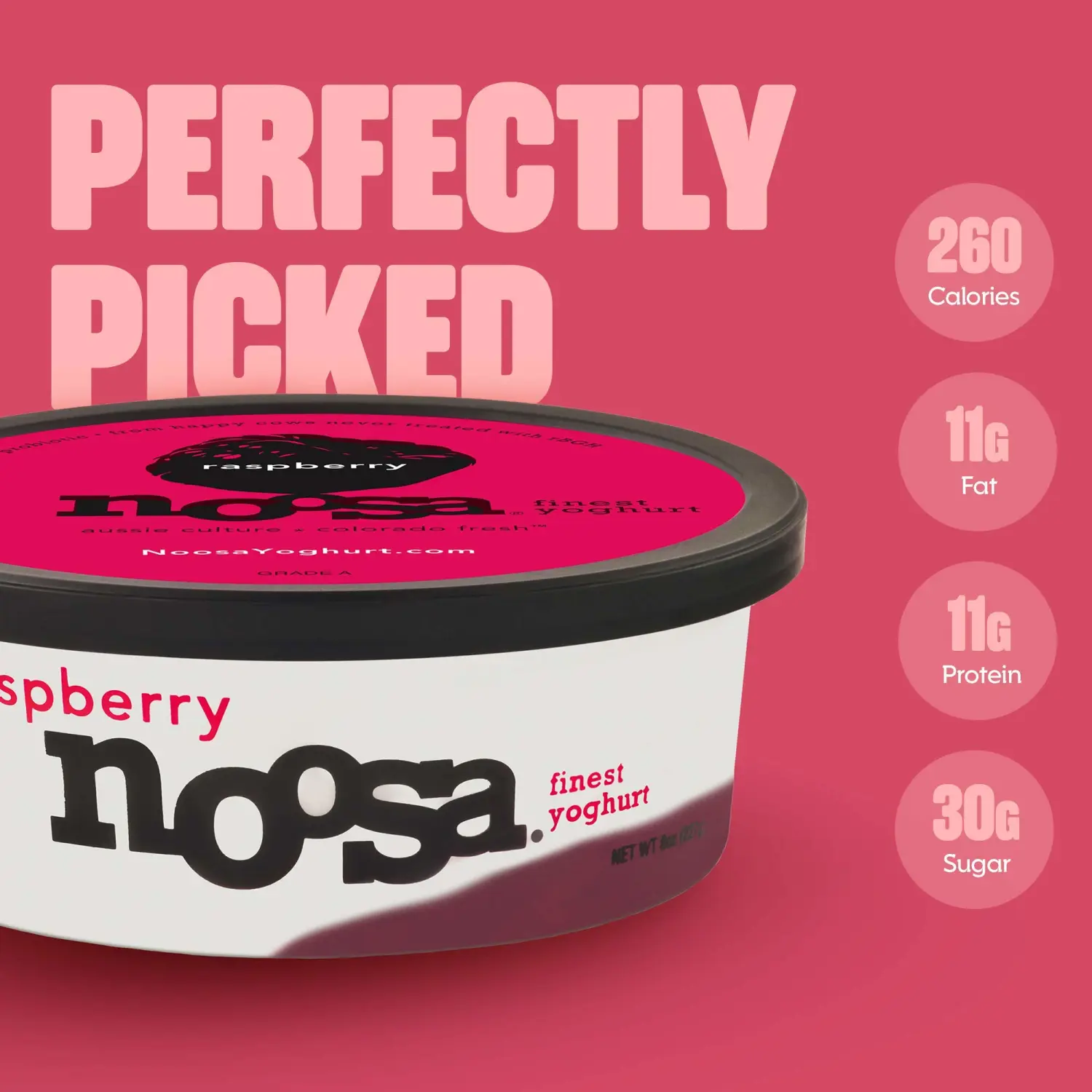 noosa, Yoghurt Raspberry, 8oz, Probiotic, Whole Milk Yogurt, Real Raspberries, No Artificial Ingredients, Gluten Free