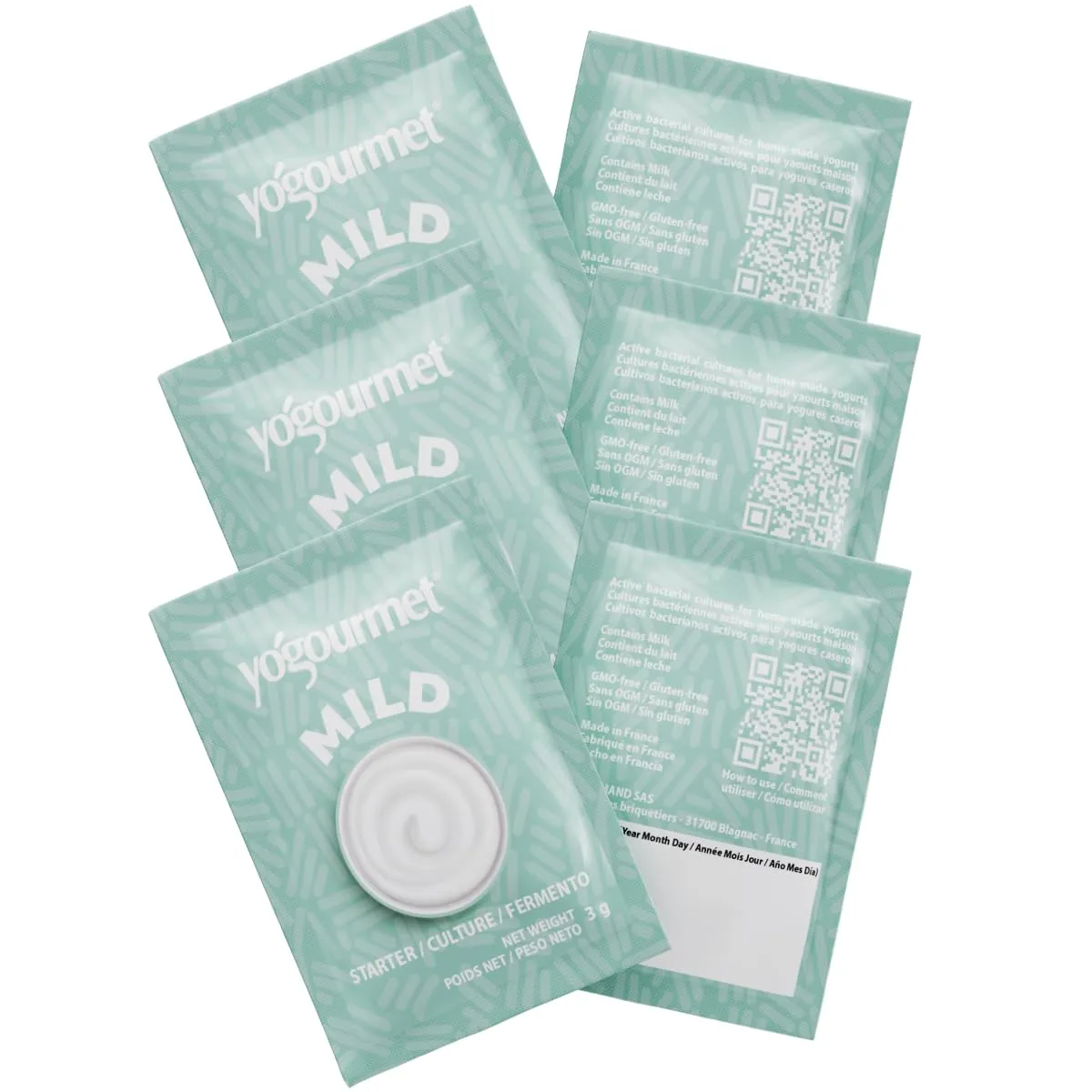 Yogourmet Mild Yogurt Starter (6 Pack = 6 Quarts of Yogurt) - Make Yogurt at Home - Starter Culture - All Natural, Gluten Free, Kosher, Halal - 3 g Sachets