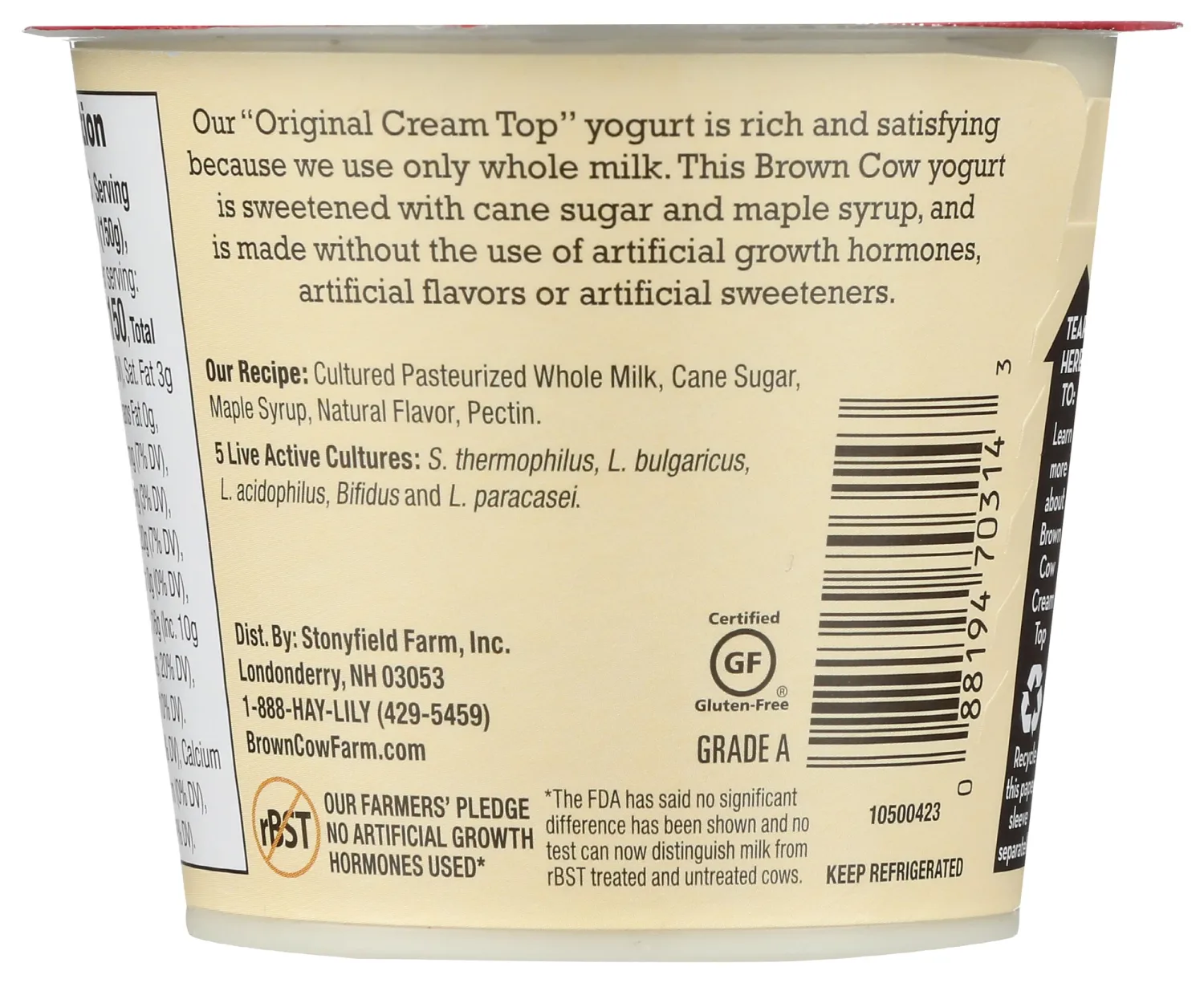 Brown Cow Farm Maple Whole Milk Yogurt, 5.3 OZ