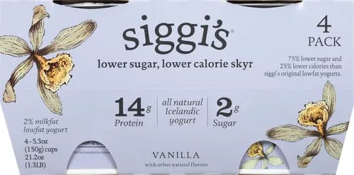 Siggi's Icelandic Low Fat Skyr Yogurt Vanilla 2% Milkfat - 4 pk