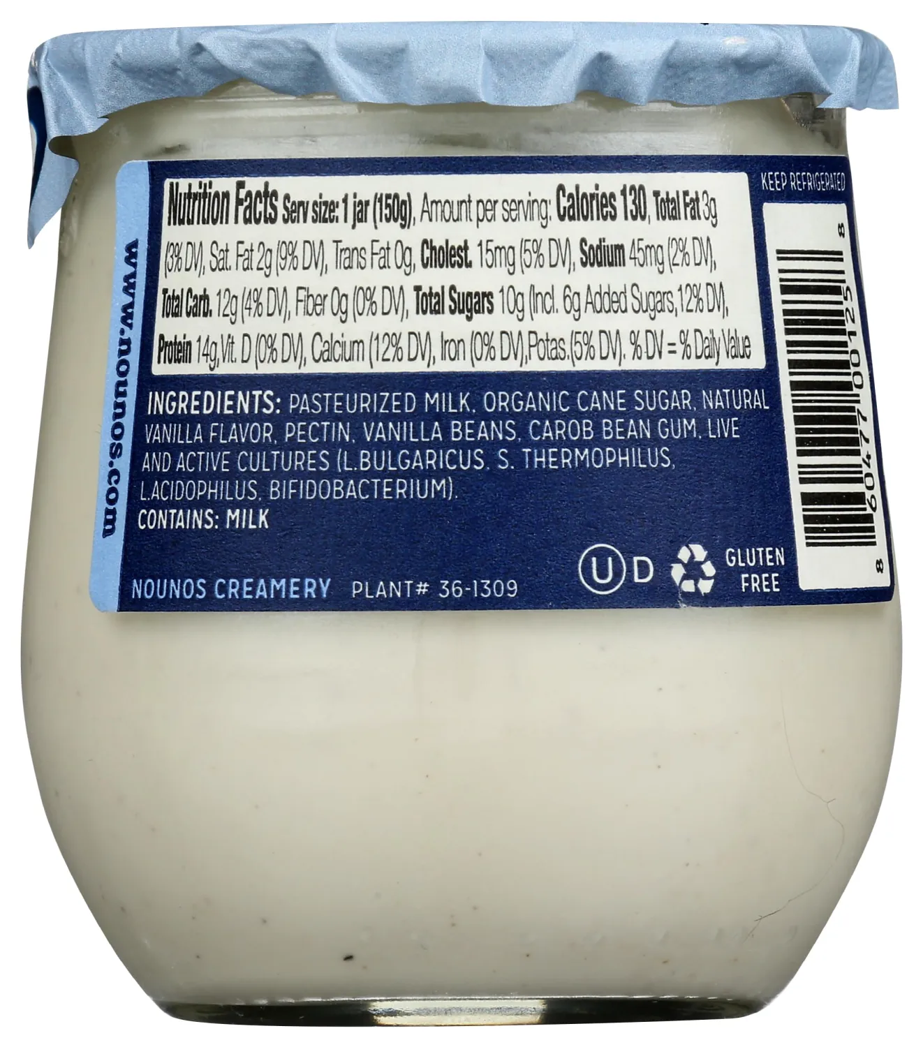 NOUNOS CREAMERY Vanilla Bean Greek Yogurt, 5.3 OZ