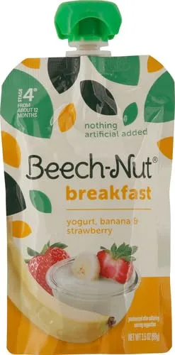 Beech-Nut Breakfast Stage 4 Toddler Food, Yogurt Banana & Strawberry, 3.5 oz Pouch