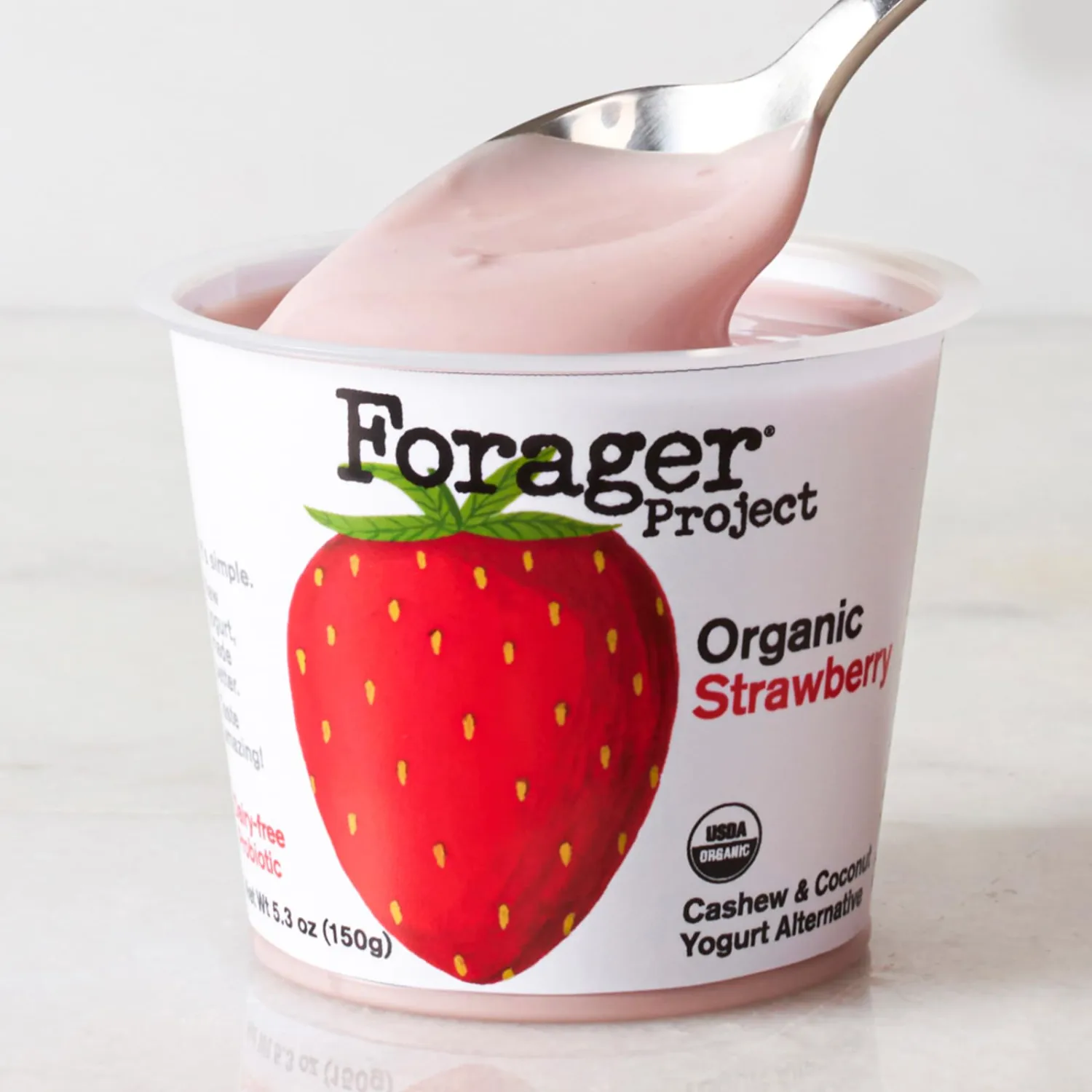 Forager Project Cashew and Coconut Milk Yogurt, Strawberry, 5.3-Ounce