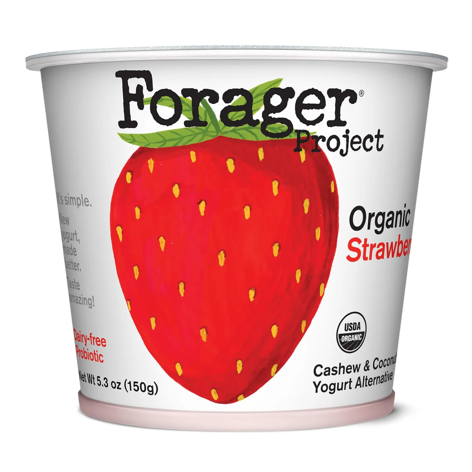 Forager Project Cashew and Coconut Milk Yogurt, Strawberry, 5.3-Ounce