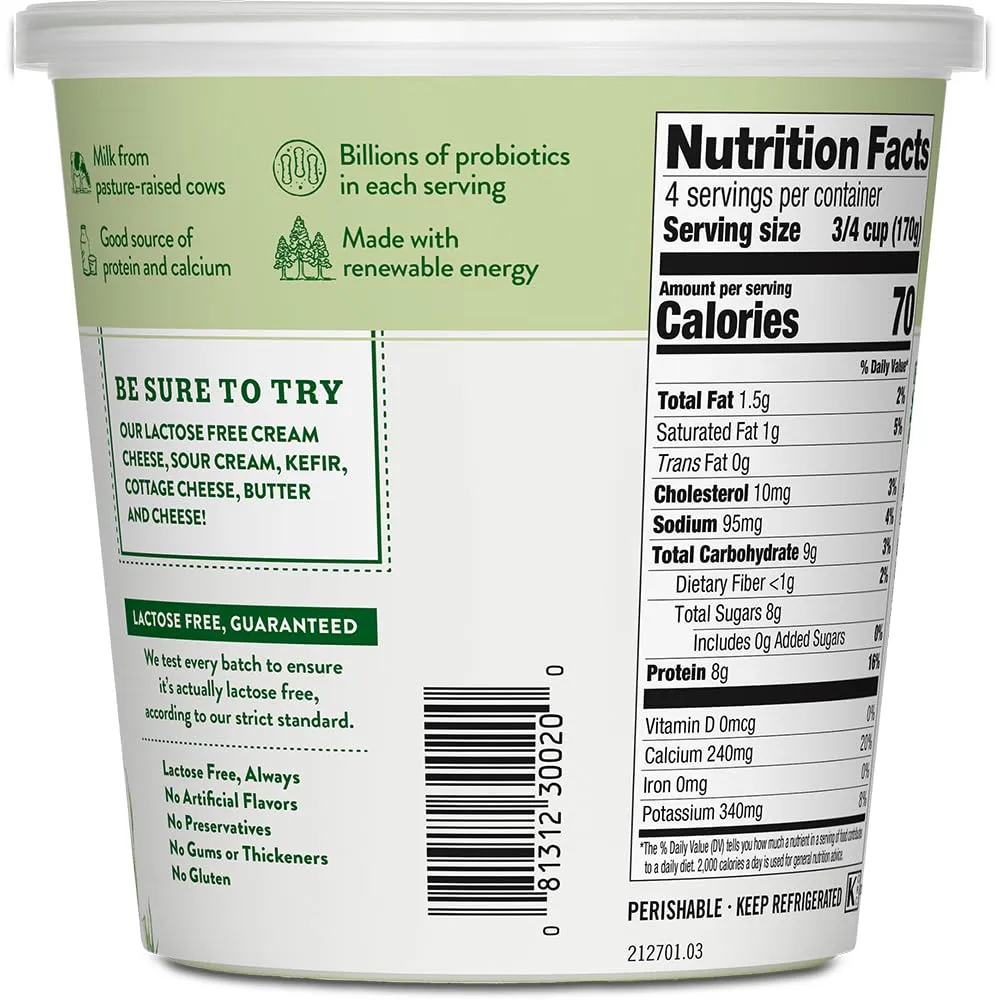 Green Valley Lactose Free Organic Lowfat Plain Yogurt, 24 Ounce