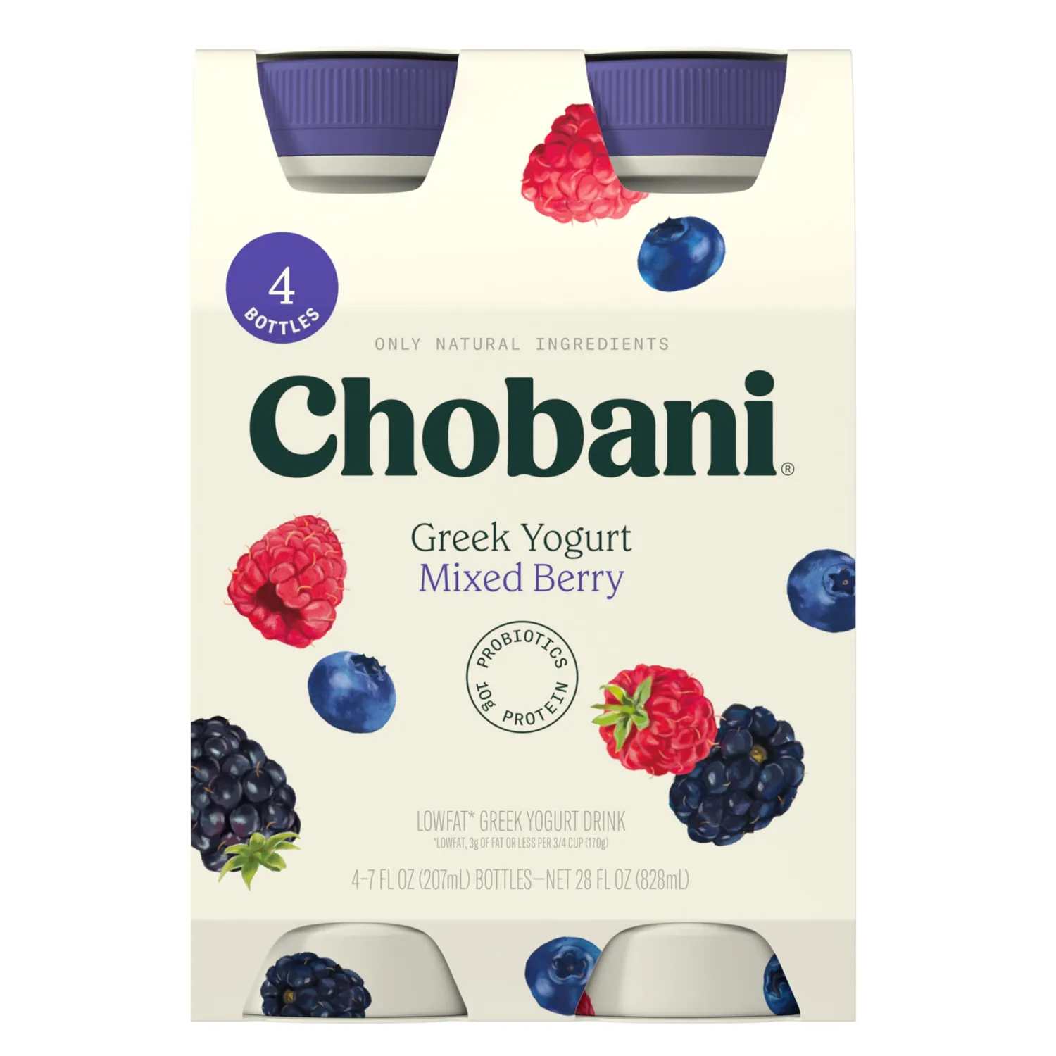 Chobani® Low-Fat Greek Yogurt Drink Mixed Berry 7 fl oz 4PK
