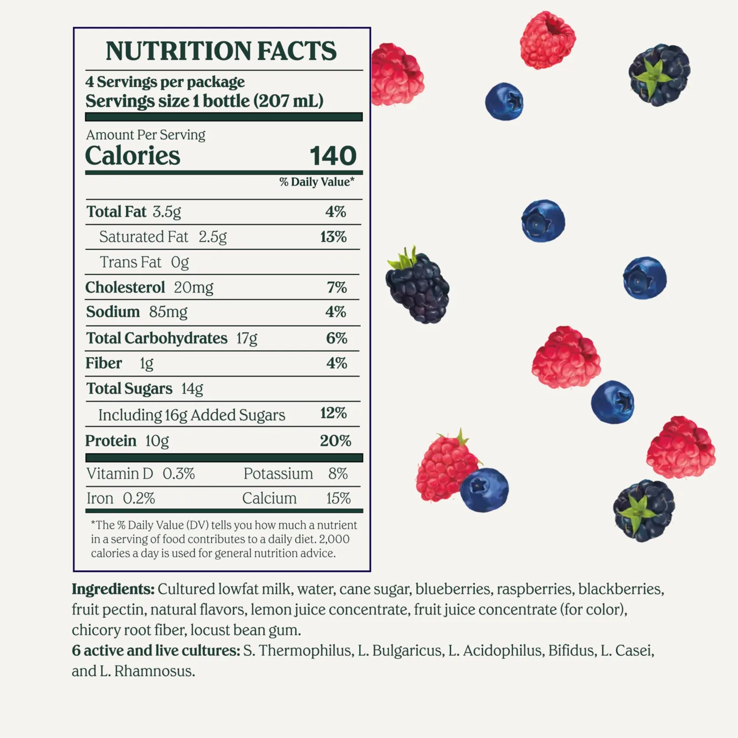Chobani® Low-Fat Greek Yogurt Drink Mixed Berry 7 fl oz 4PK