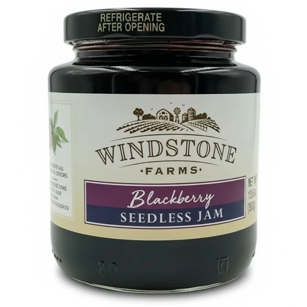 Windstone Farms Seedless Blackberry Jam 13.5oz Jar (1)