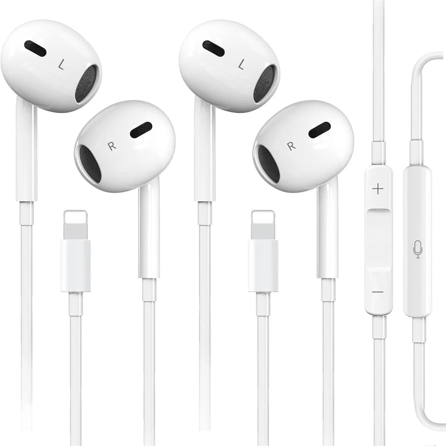 2 Pack for iPhone Headphones Wired Earbuds Earphones Built-in Microphone & Volume Control Nosie Reduction Headsets Compatible with iPhone 14/Pro/Max/Plus/13/12/11/XR/XS/X/8/7/SE, Support All iOS Syste