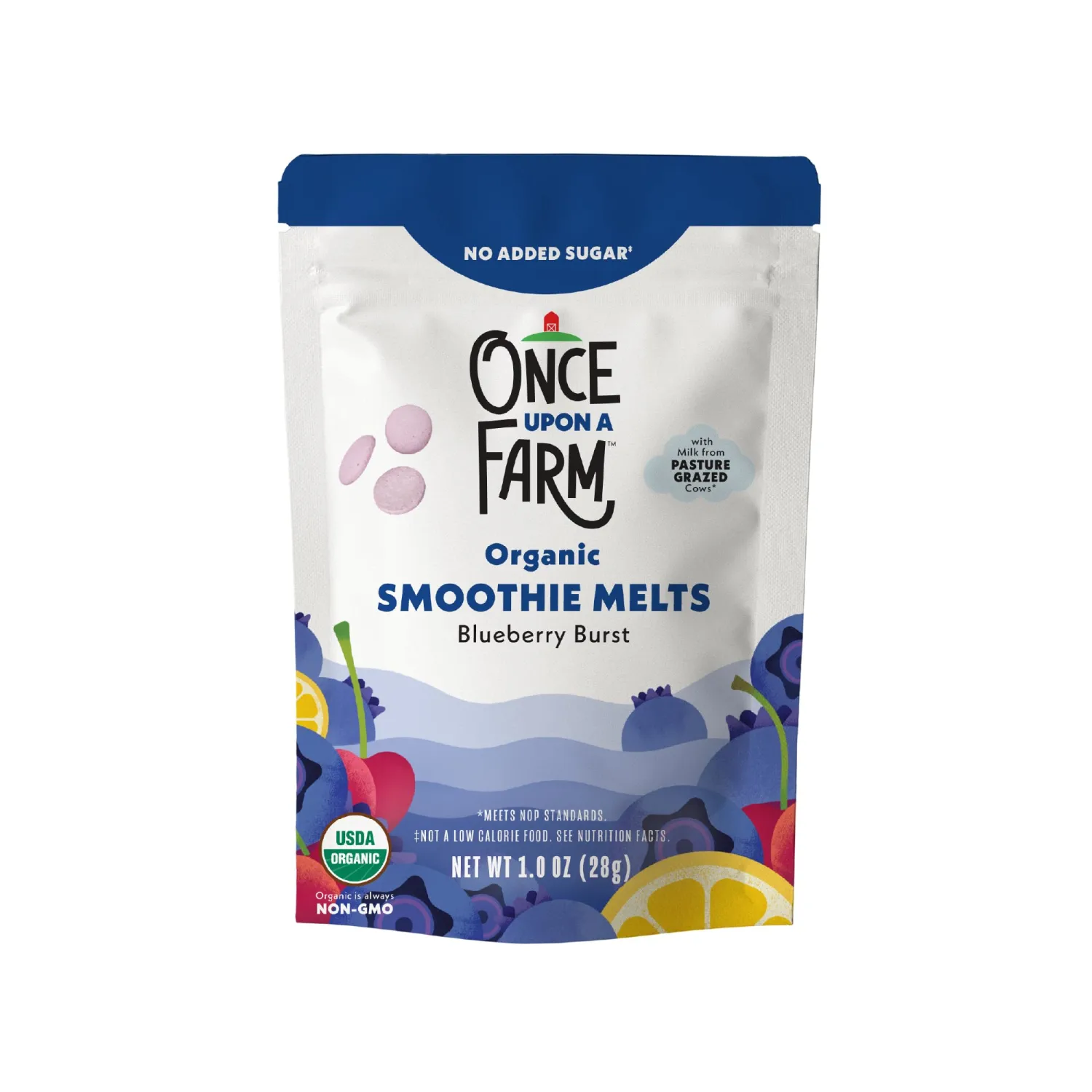 Once Upon a Farm Organic Smoothie Melts, Blueberry Burst, 8ct, For Ages 12 Months +, Made with Whole Milk