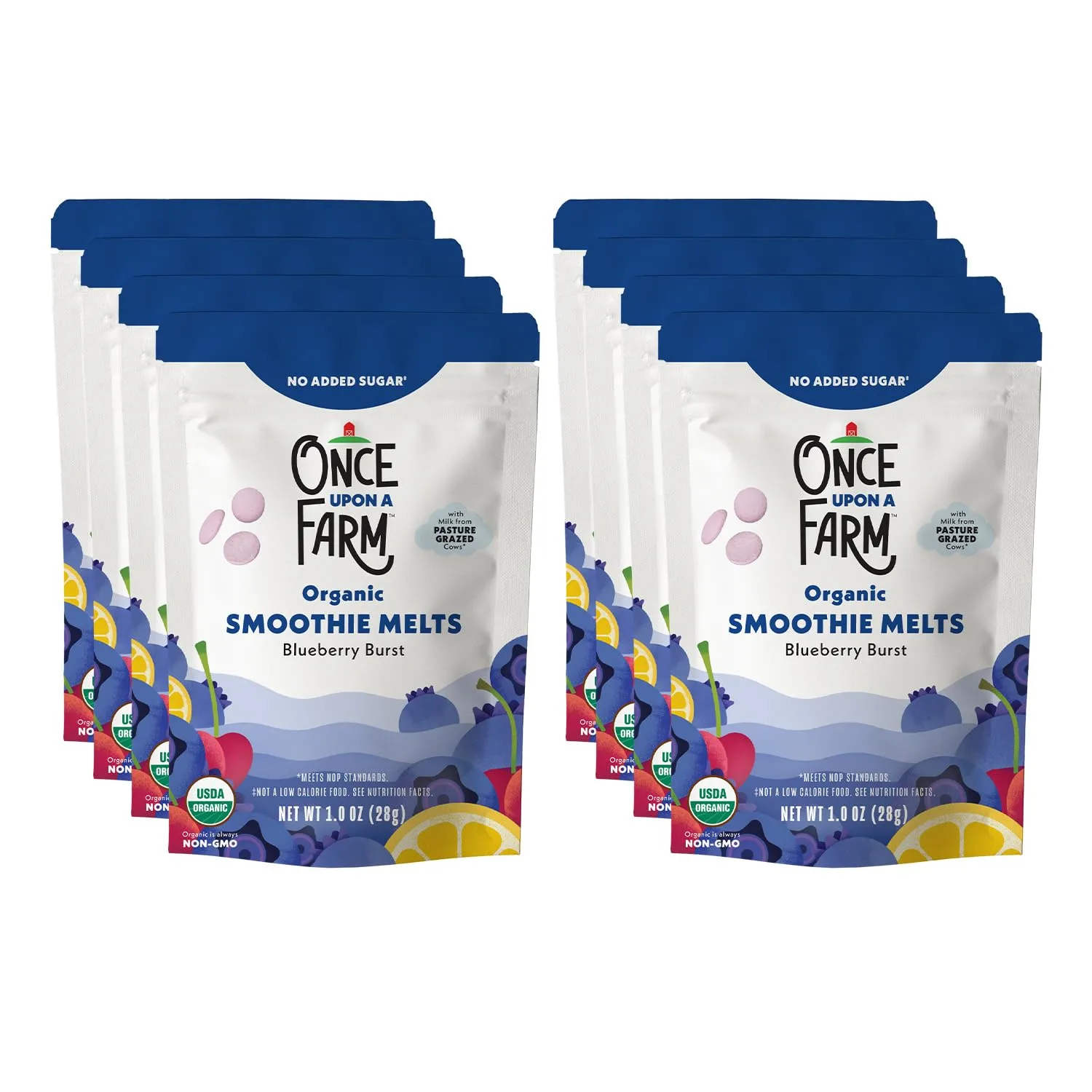 Once Upon a Farm Organic Smoothie Melts, Blueberry Burst, 8ct, For Ages 12 Months +, Made with Whole Milk