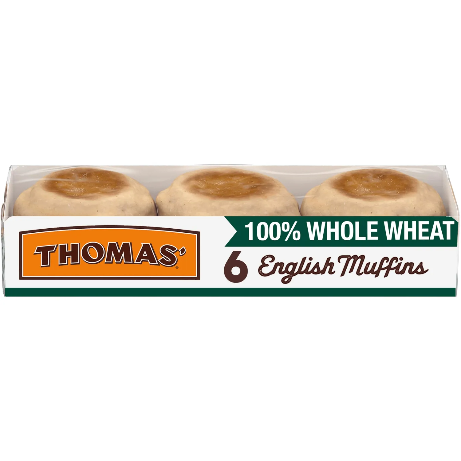 Thomas’ 100% Whole Wheat English Muffins, 6 Count, 12 Oz Package of English Muffins