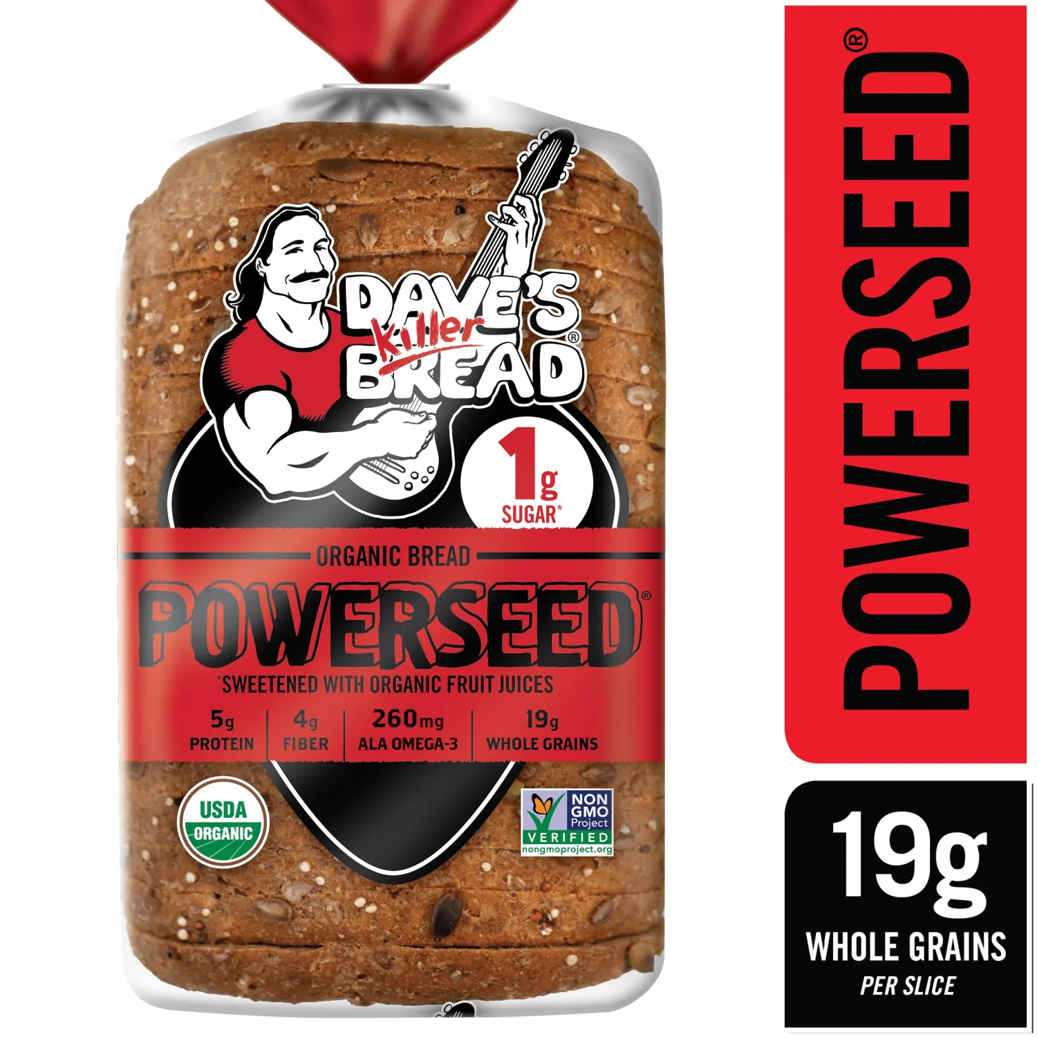 Dave's Killer Bread Powerseed, Seeded Organic Bread, 1g Sugar per Slice, 25 oz Loaf