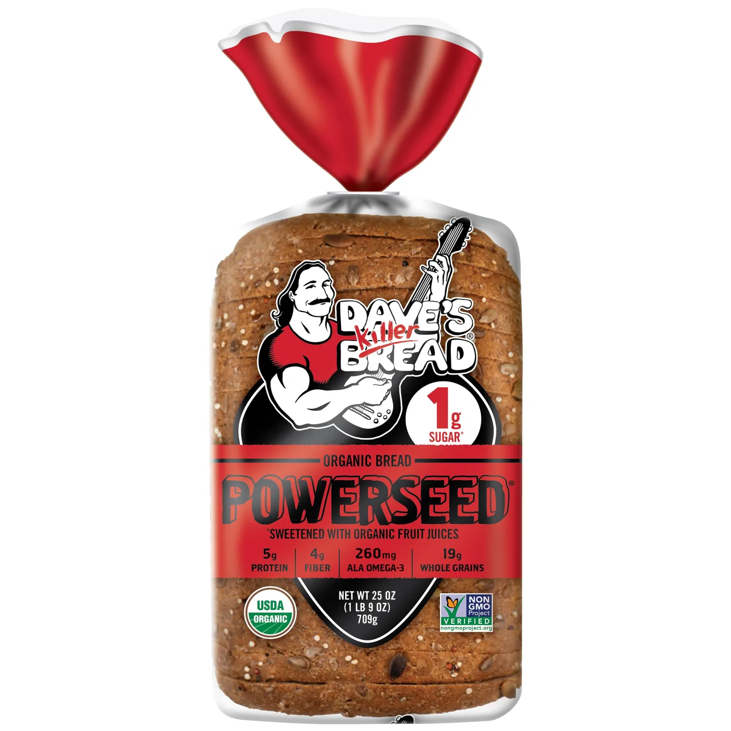 Dave's Killer Bread Powerseed, Seeded Organic Bread, 1g Sugar per Slice, 25 oz Loaf
